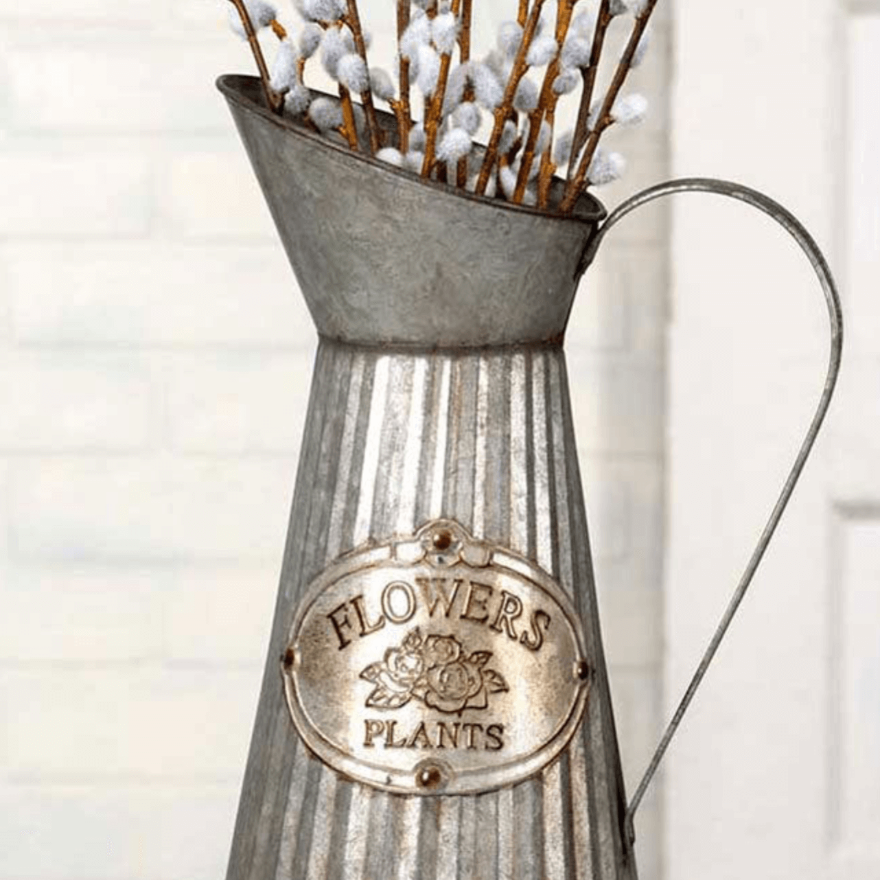 Farmhouse Metal Pitcher Vase