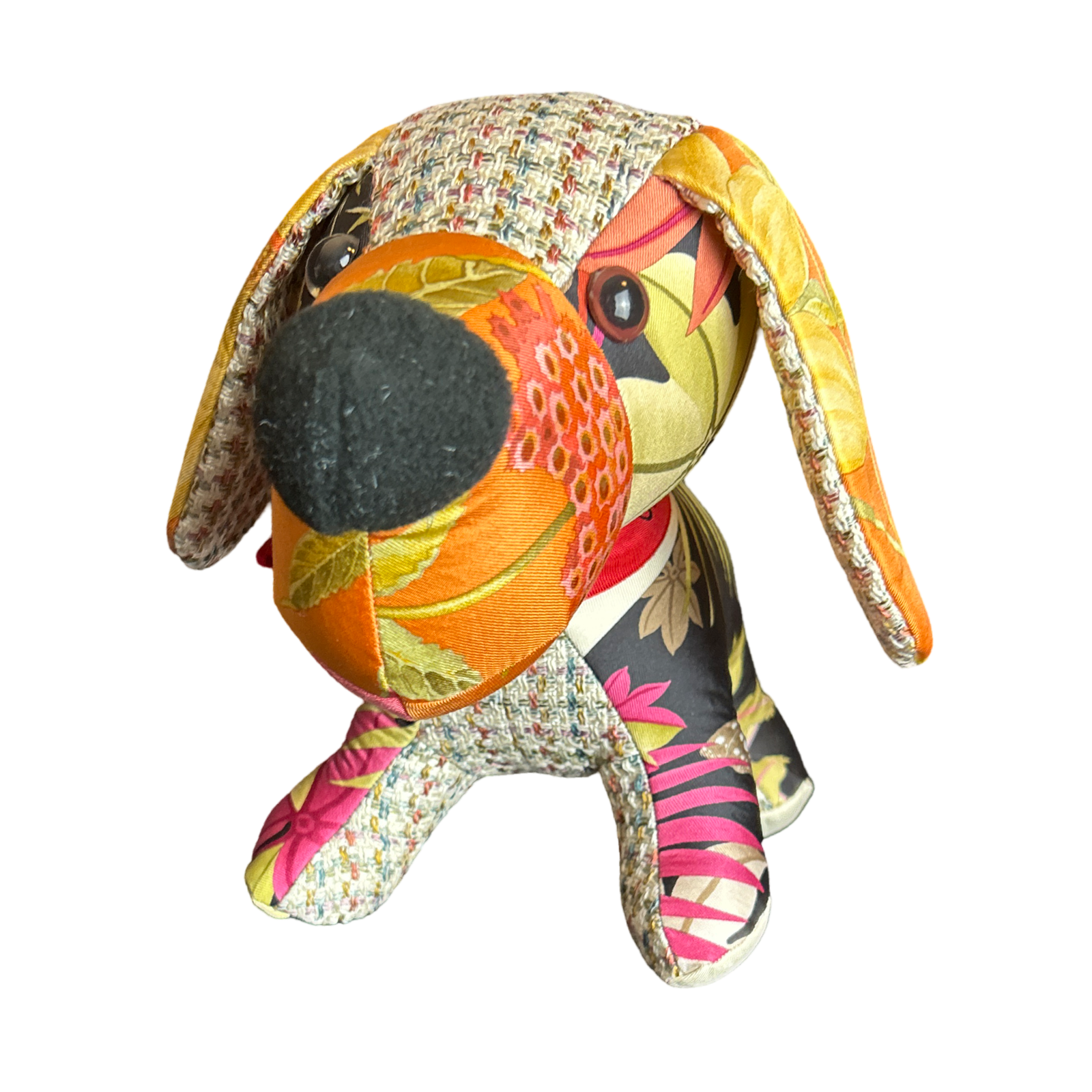 Tropical Safari Vintage Silk Scarf Patchwork Puppy