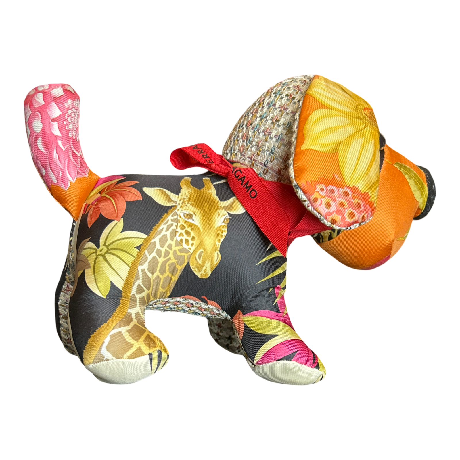 Tropical Safari Vintage Silk Scarf Patchwork Puppy