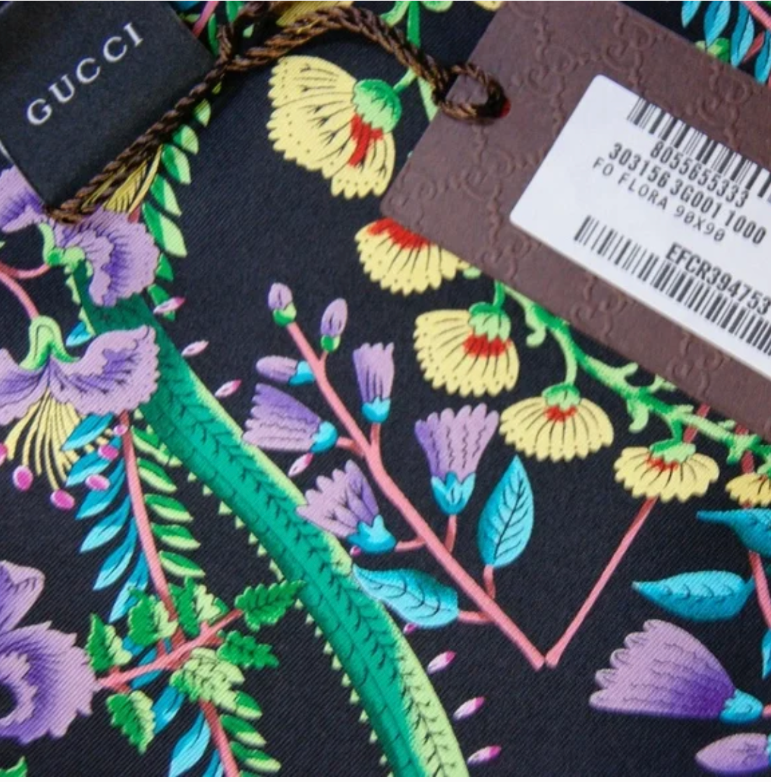 Flora Nero Vintage Silk Scarf Grand Wristlet Bag