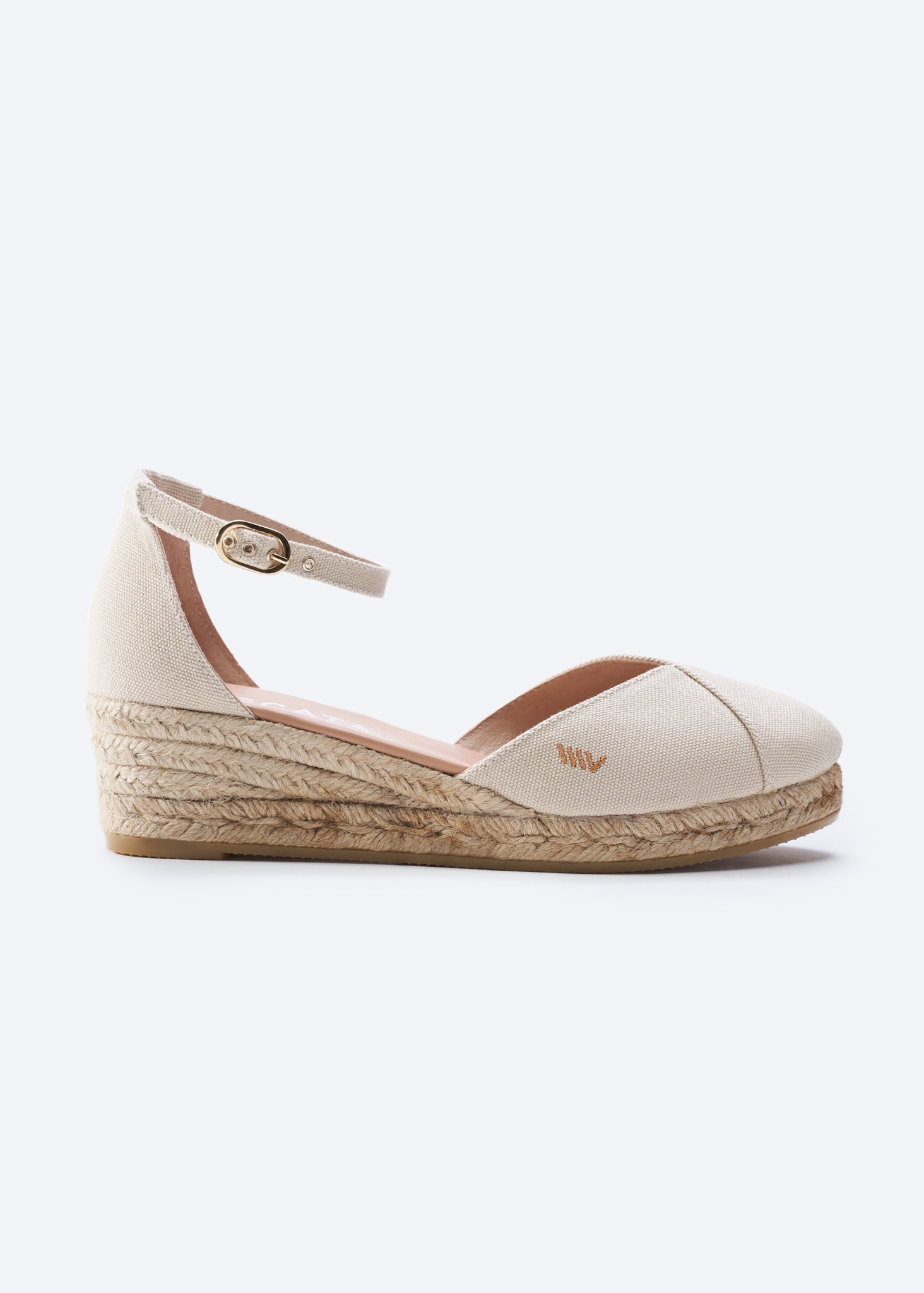 Formiga Beige Canvas Ankle Strap Women Espadrille Wedge