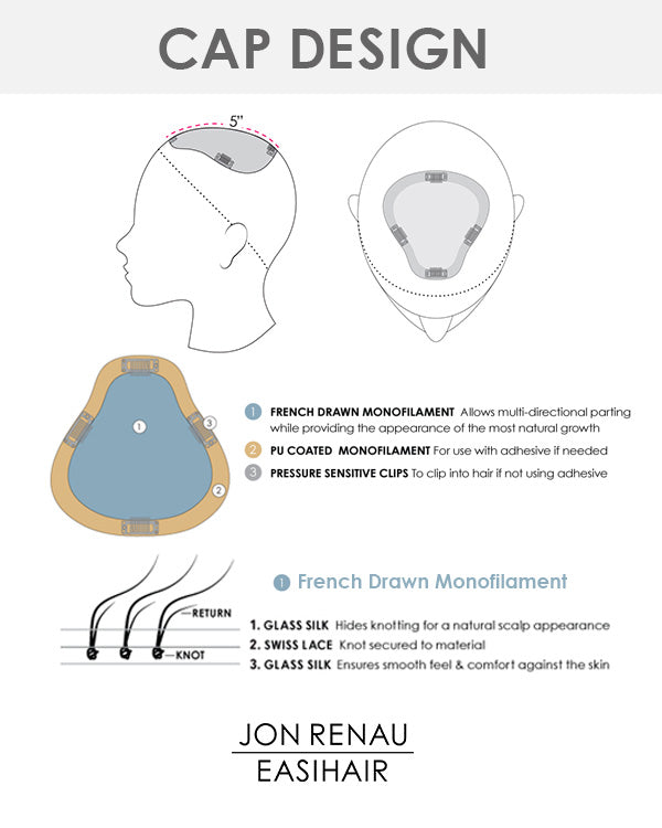 EasiPart French XL 12 inch | Monofilament Remy Human Hair Topper by Jon Renau