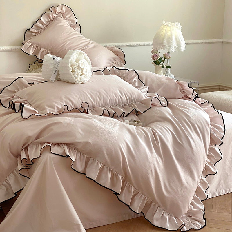 French Sweetheart Ruffle Egyptian Cotton Duvet Cover Set | 3CARATS