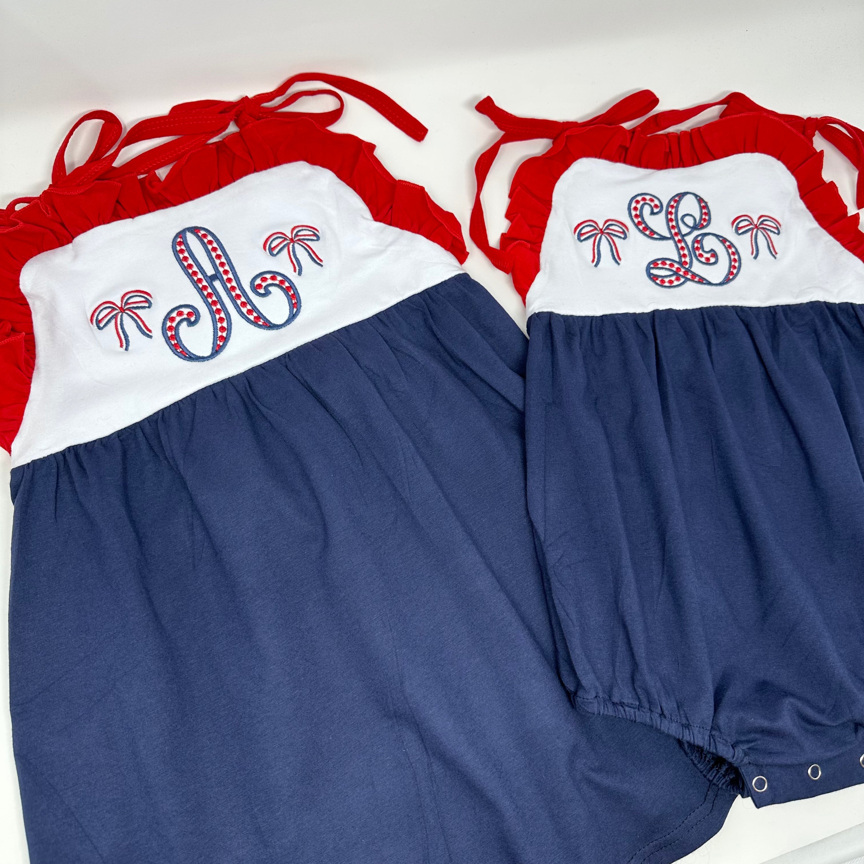Red, White and Blue Tie Strap Dress