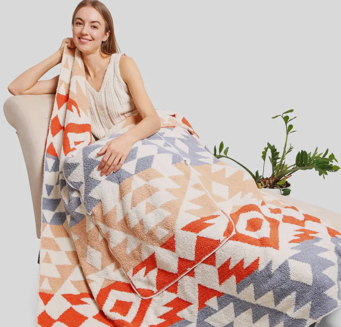 2-in-1 Boho Print Blanket / Pillow