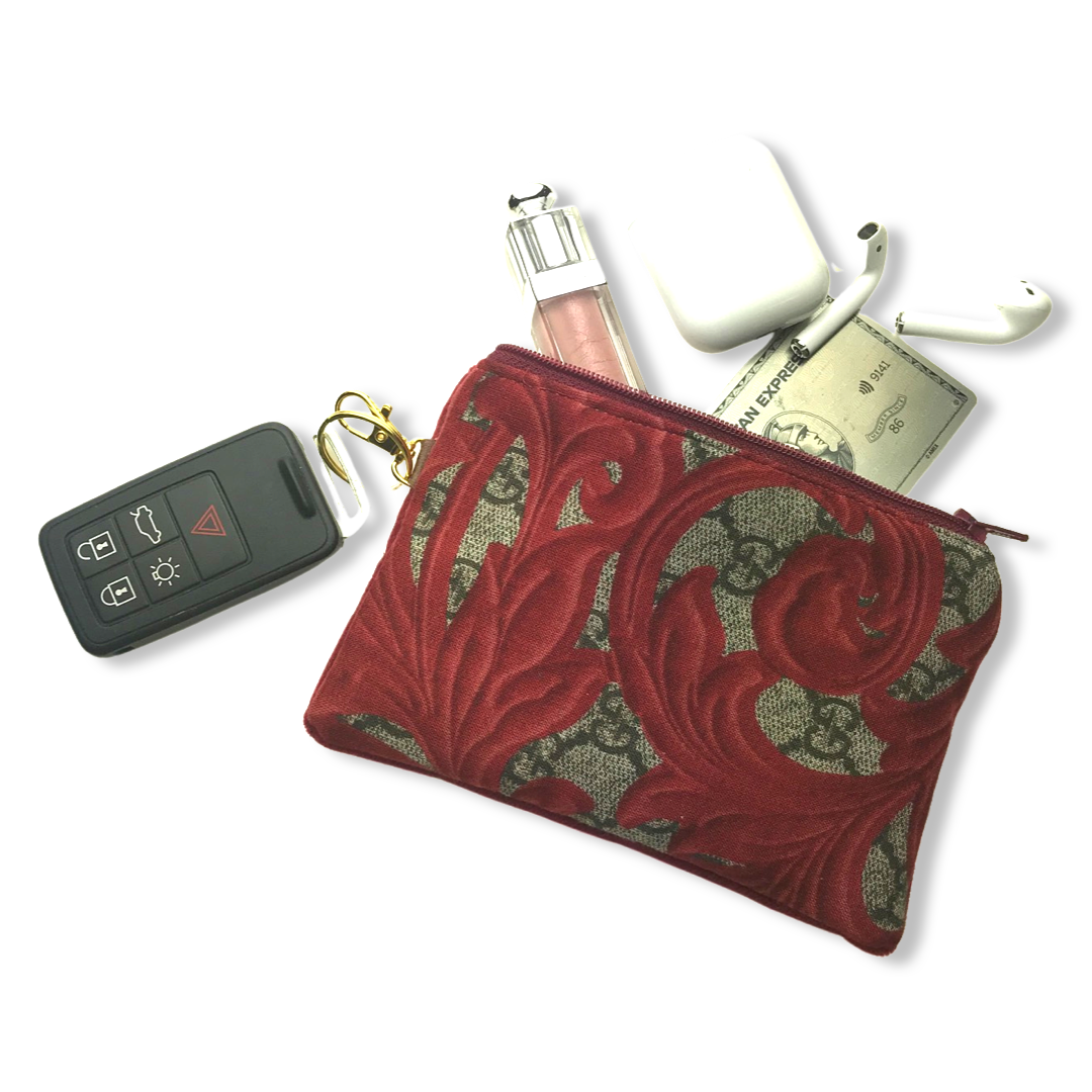 GG Logo Arabesque Red Vintage Silk Scarf Coffee Run Keychain Bag