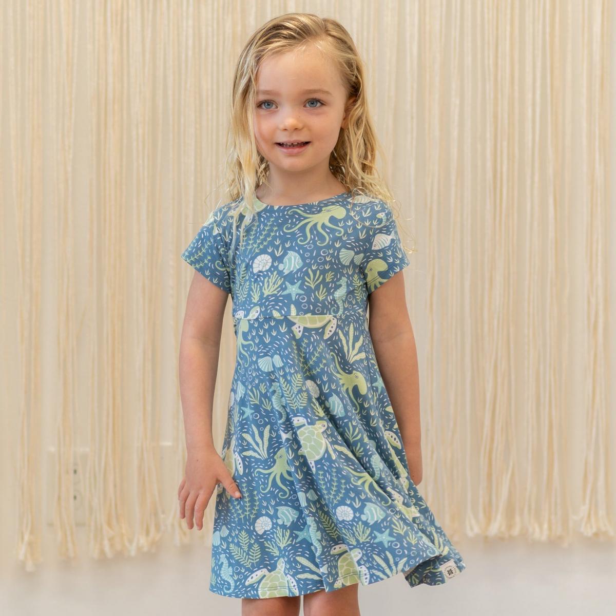 Swirly Girl Short Sleeve Dress - Under The Sea