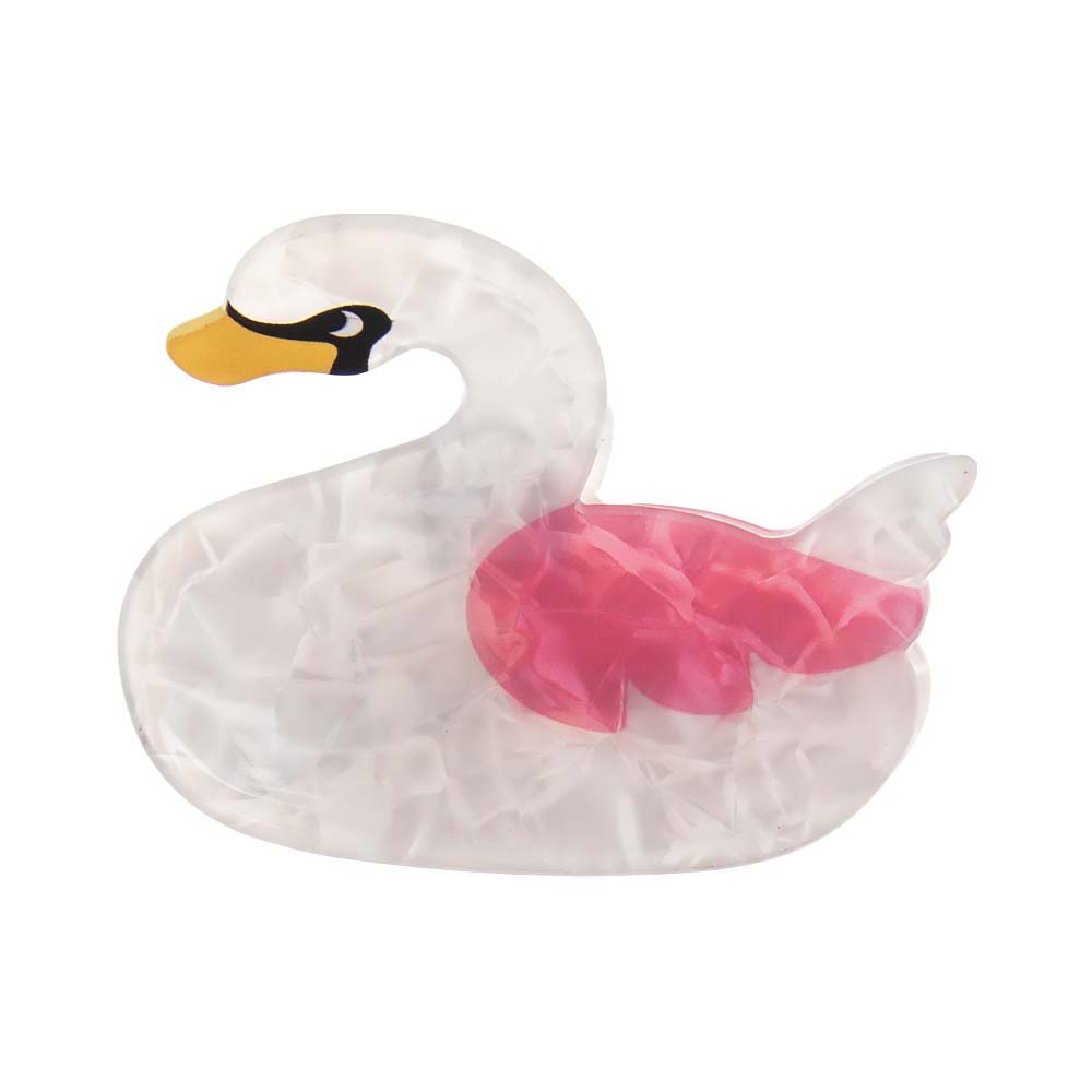 Pearl White Marble Swan Hair Claw Clip - Adina's Jewels