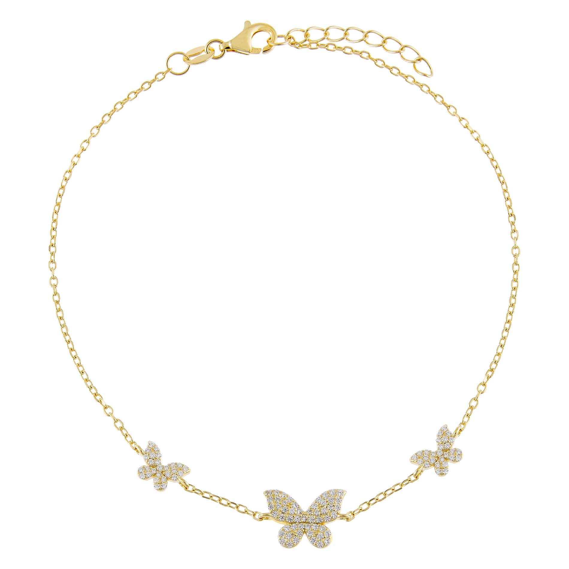 Pavé Triple Butterfly Anklet