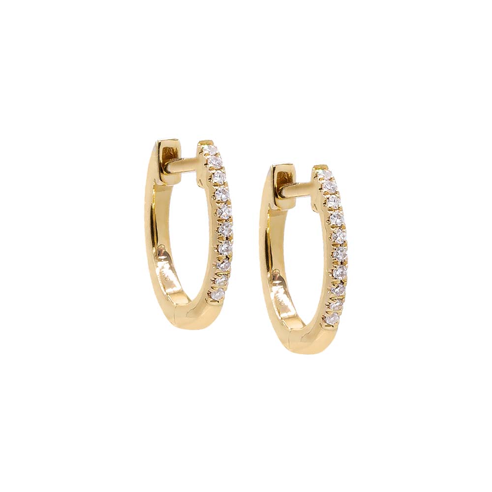 10 MM / Pair / 14K Gold Diamond Huggie Earring 14K - Adina's Jewels
