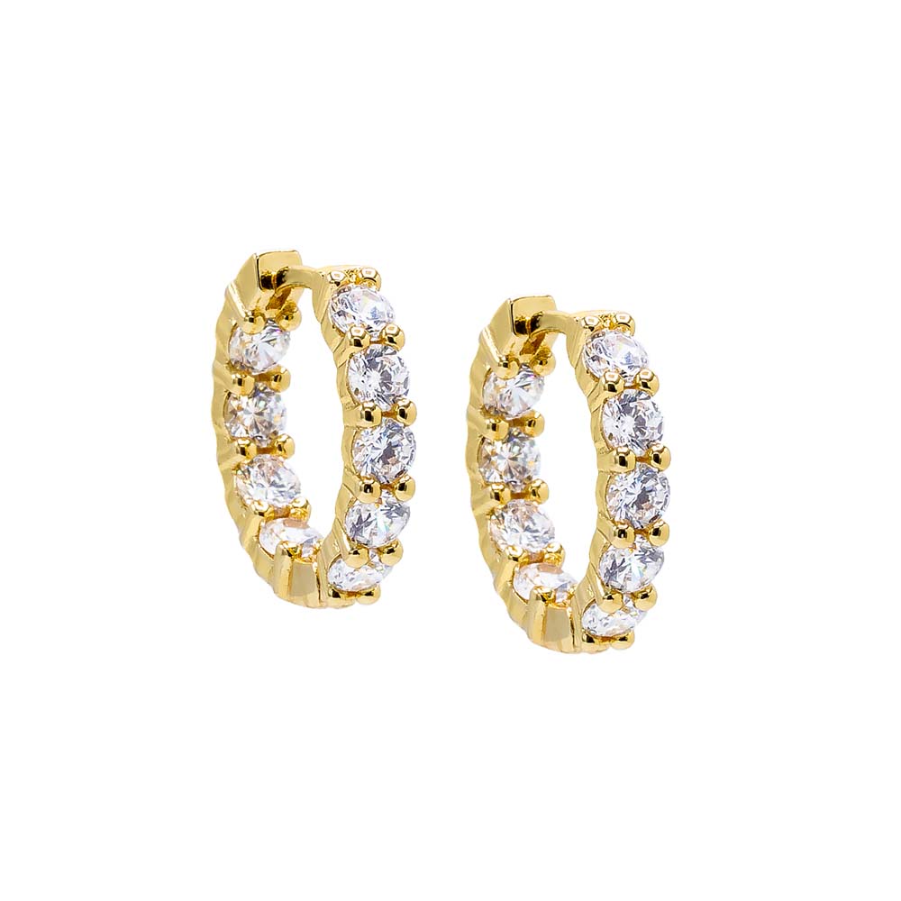 Gold Mini CZ Tennis Huggie Earring - Adina's Jewels