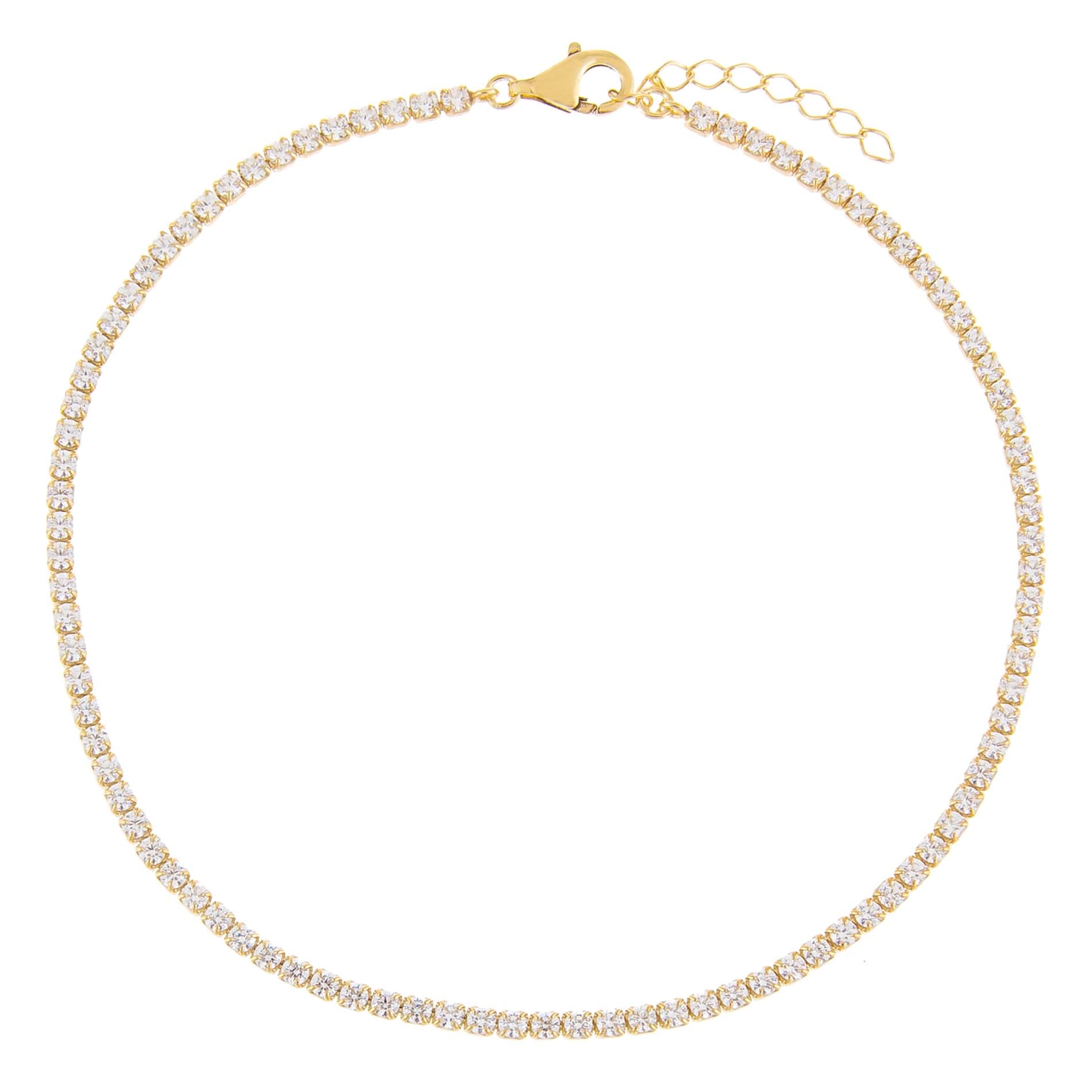 Gold / 2 MM Thin Tennis Anklet - Adina's Jewels