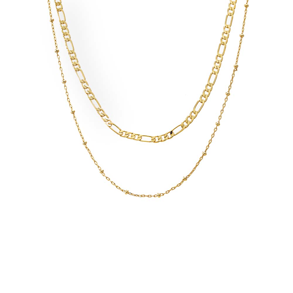 Two In One Figaro X Ball Chain Necklace