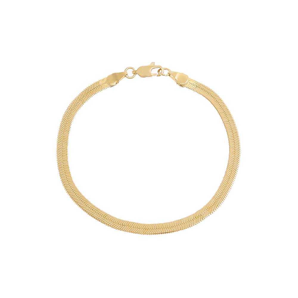 Gold / 4 MM Herringbone Bracelet - Adina's Jewels