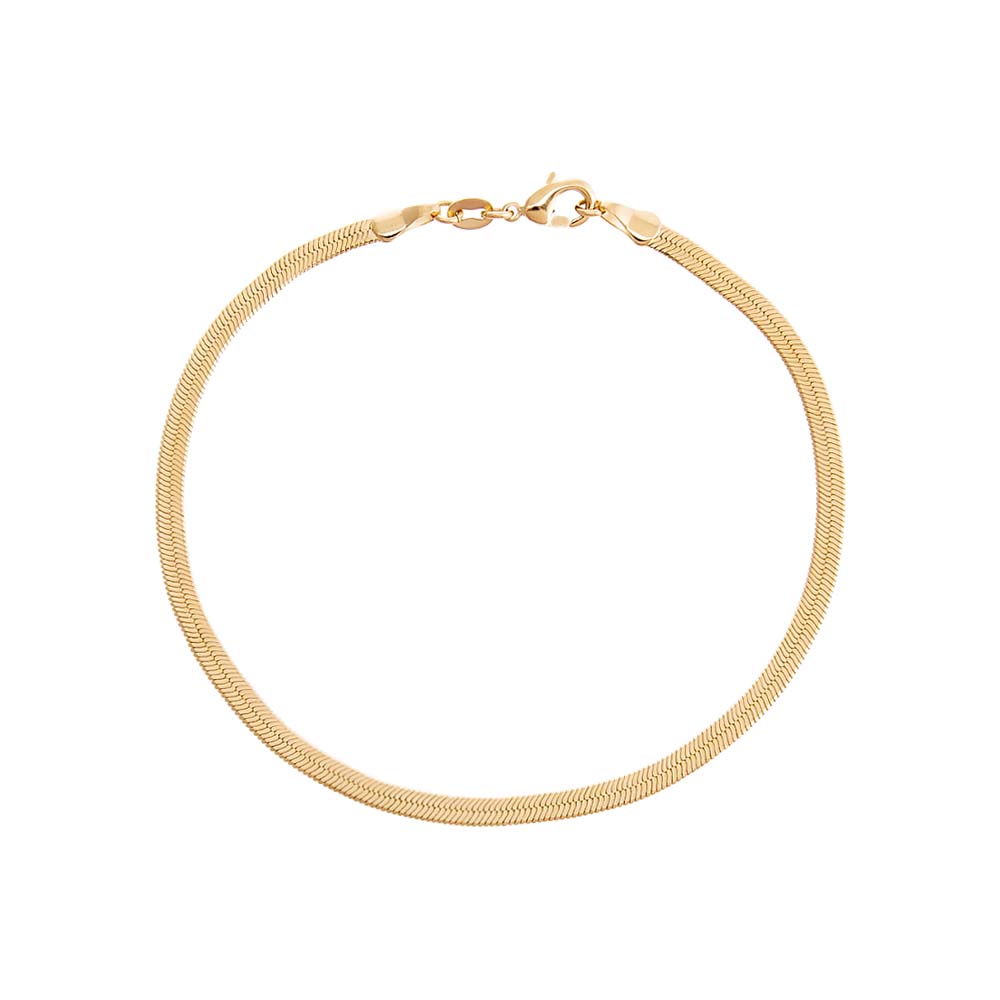 Gold Herringbone Anklet - Adina's Jewels