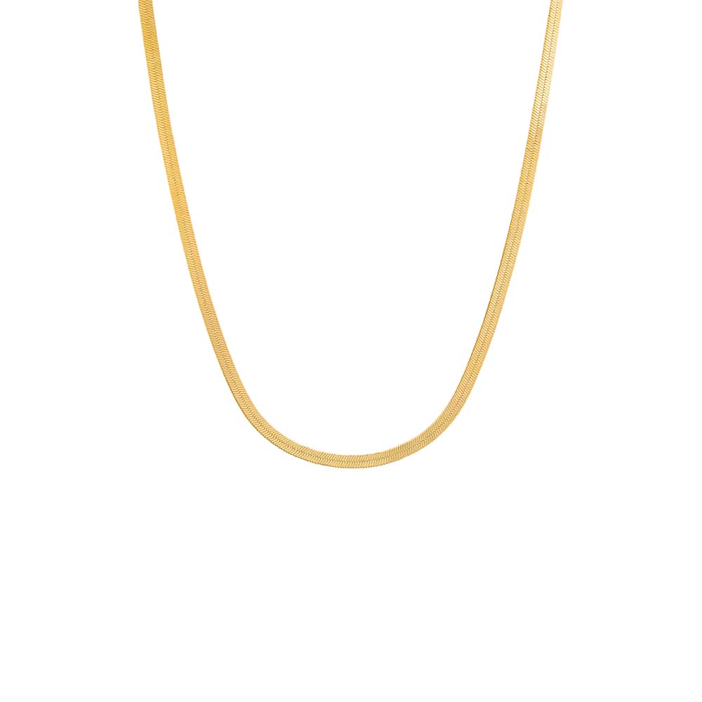 Gold / 18" Herringbone Chain Necklace - Adina's Jewels