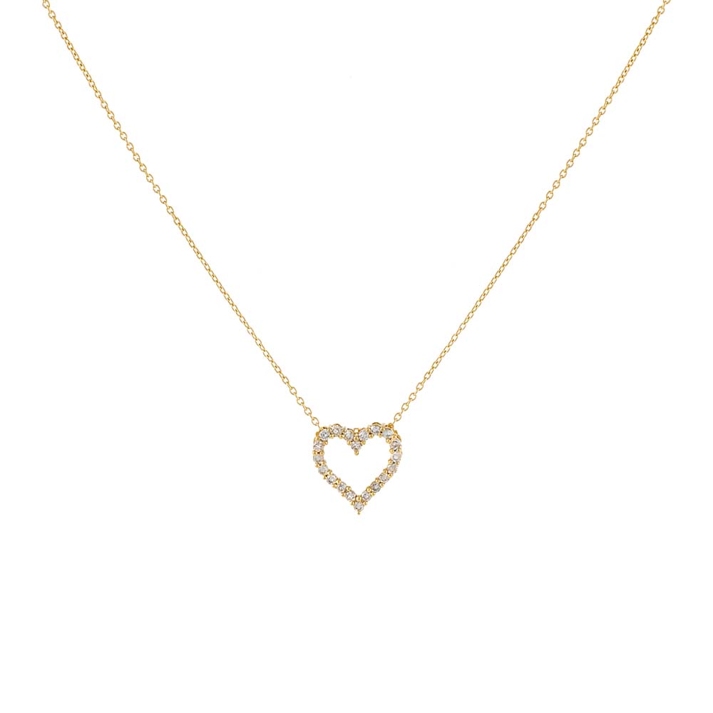 14K Gold Classic Diamond Heart Necklace 14K - Adina's Jewels