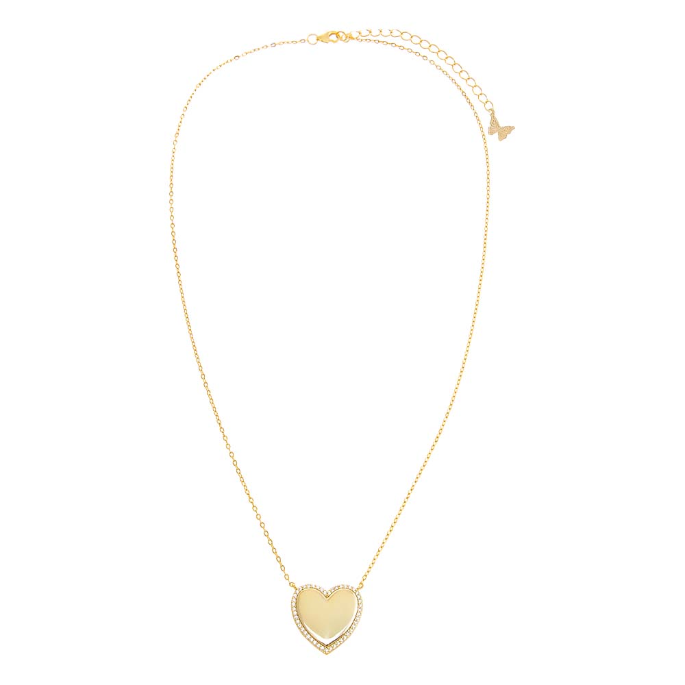  Pave Outlined Heart Necklace - Adina's Jewels