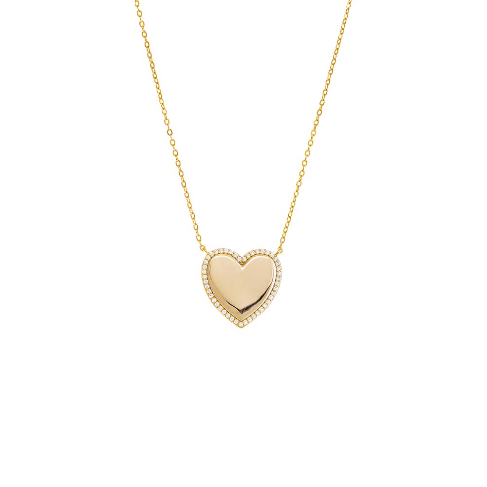 Gold Pave Outlined Heart Necklace - Adina's Jewels