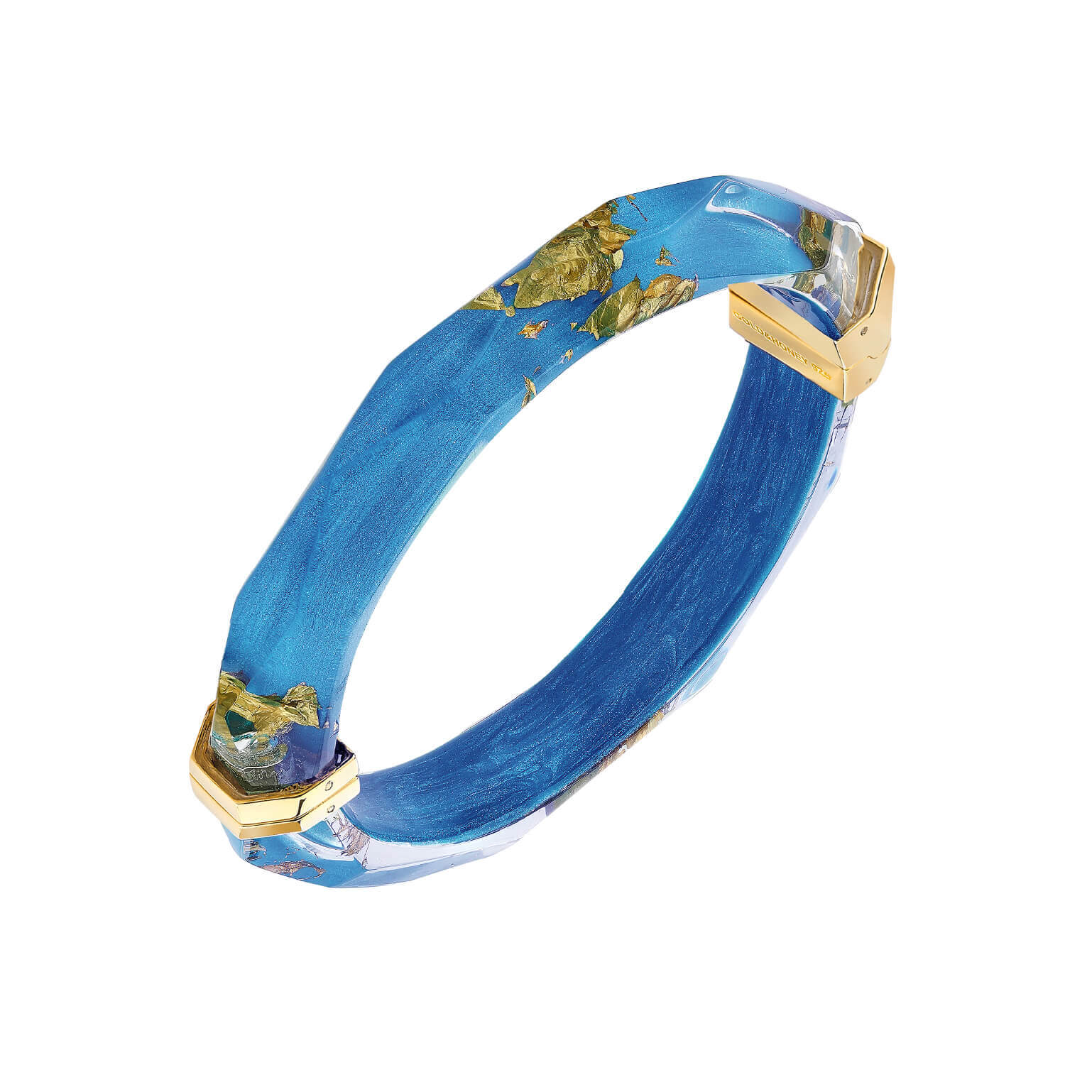 Gold Leaf Thin Faceted Lucite Bangles