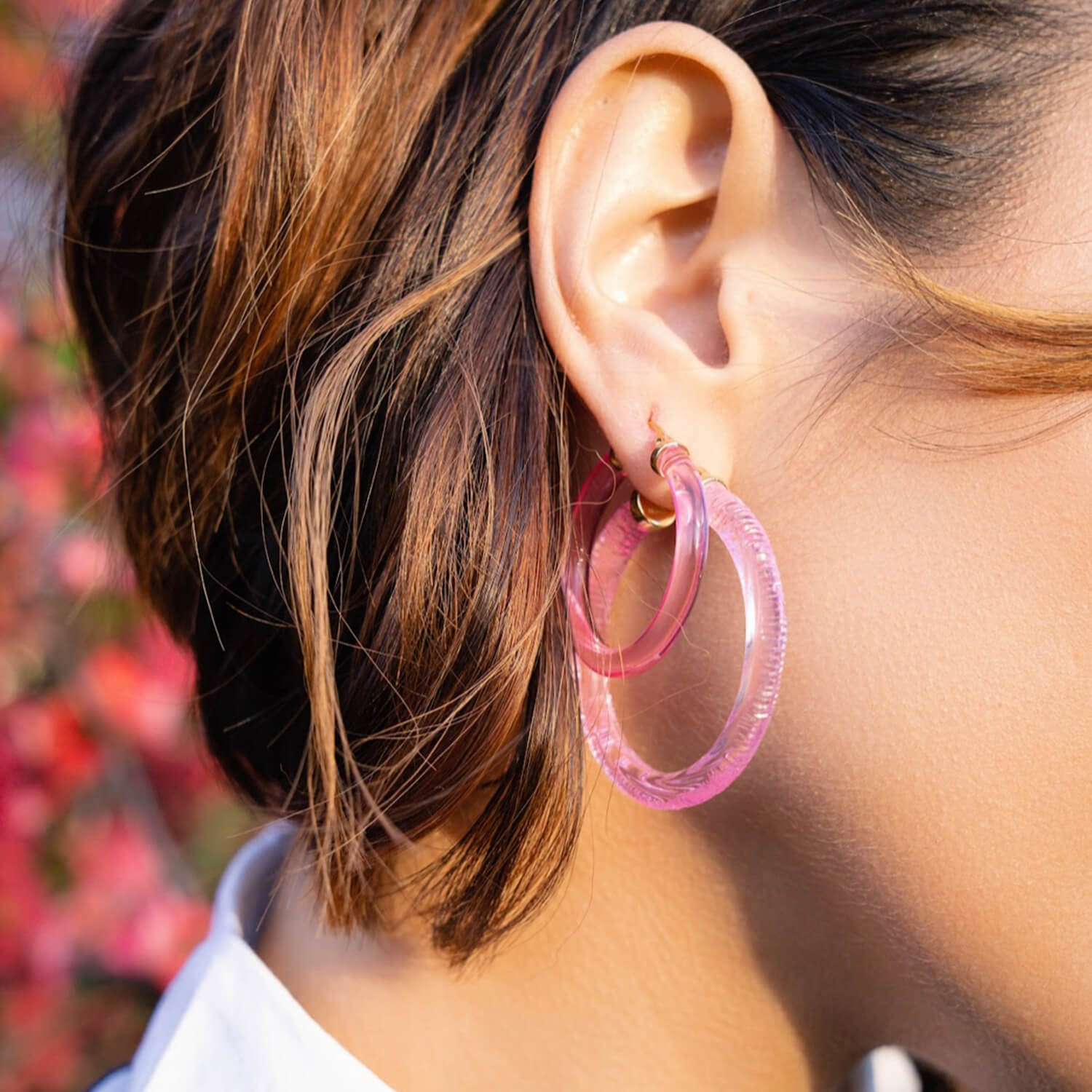 Rainbow Painted INSTYLE Lucite Hoop Earrings