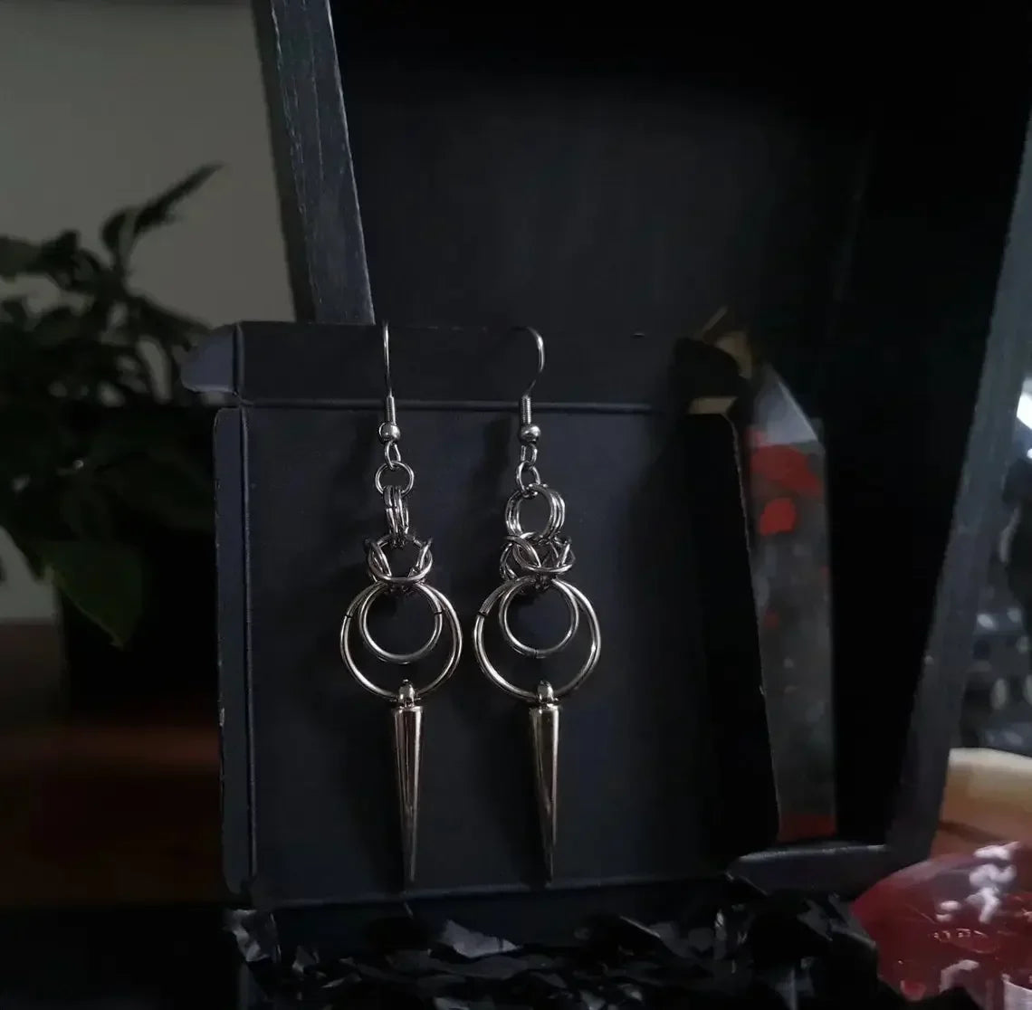 Gothic Chainmail Spike Earrings
