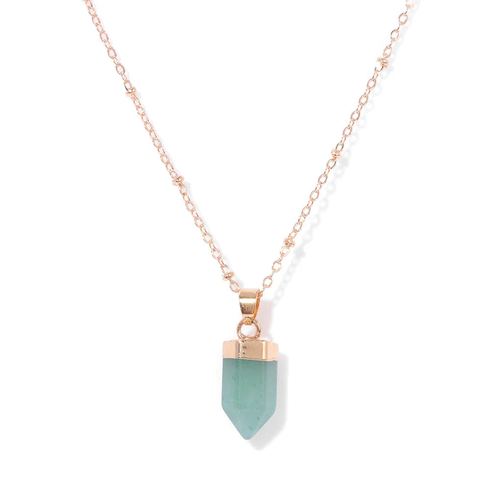 Crystal Point Gold Pendant Necklaces