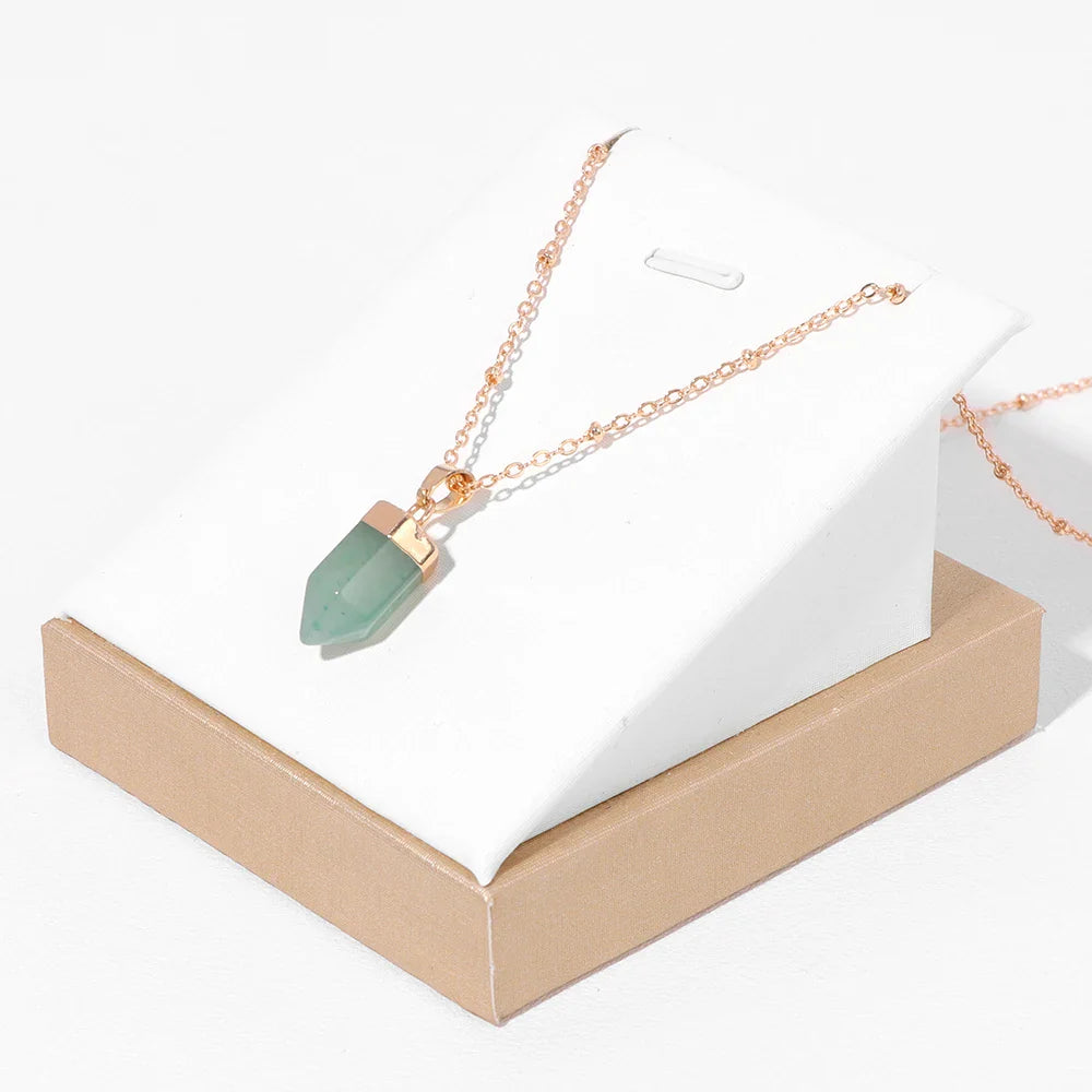 Crystal Point Gold Pendant Necklaces