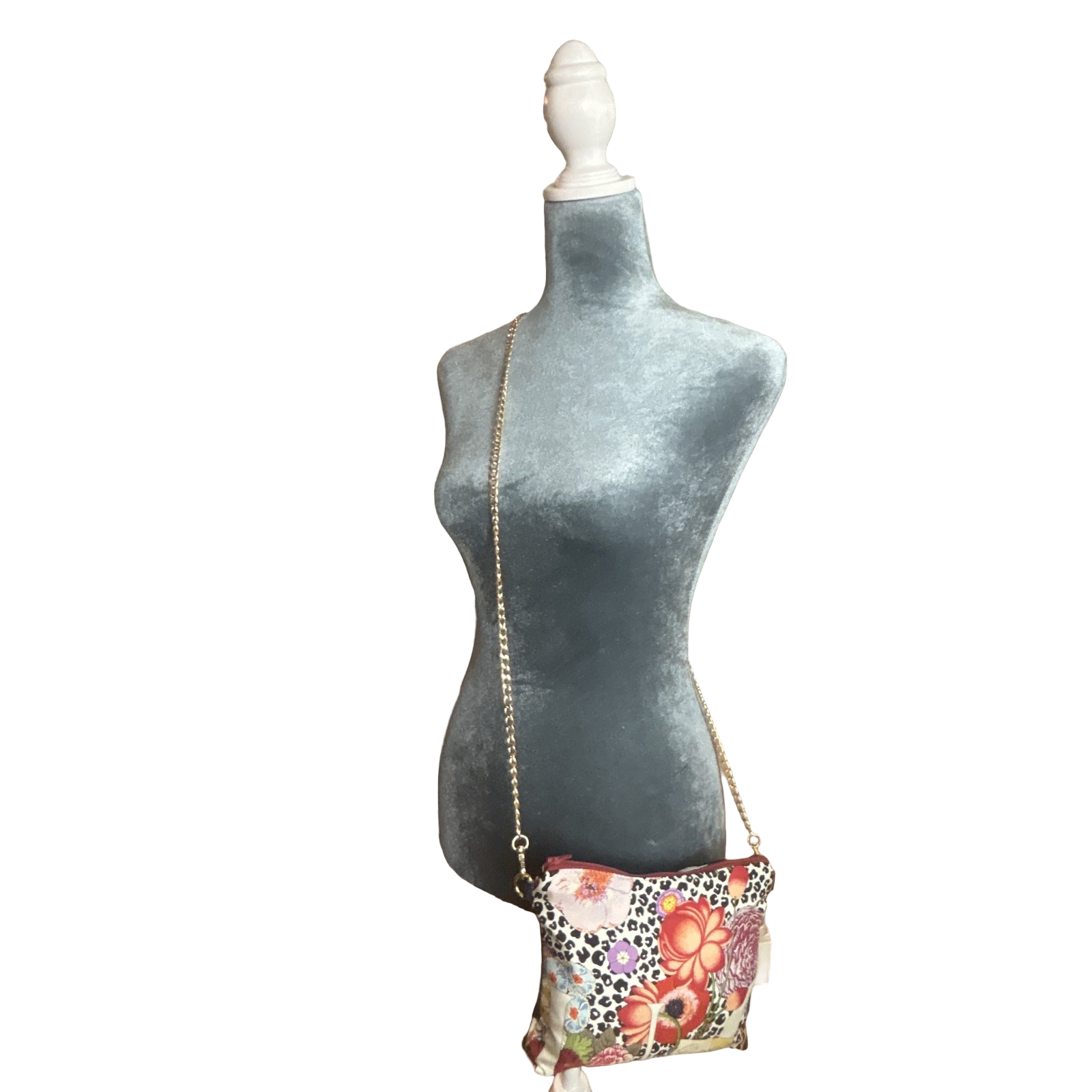 Floral Leopard Vintage Silk Scarf Crossbody Bag