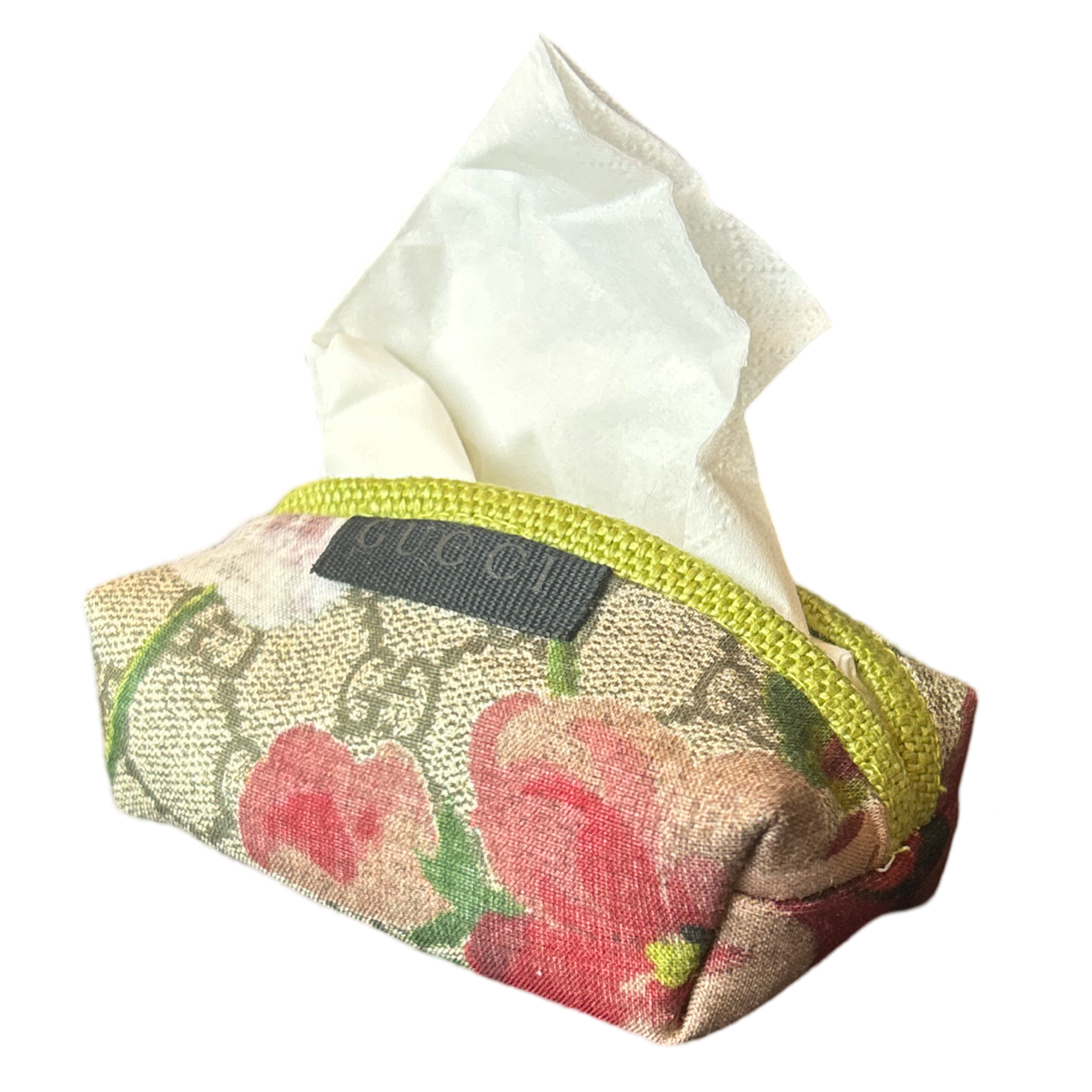 GG Logo Blooms Pink Vintage Scarf Travel Tissue Pouch