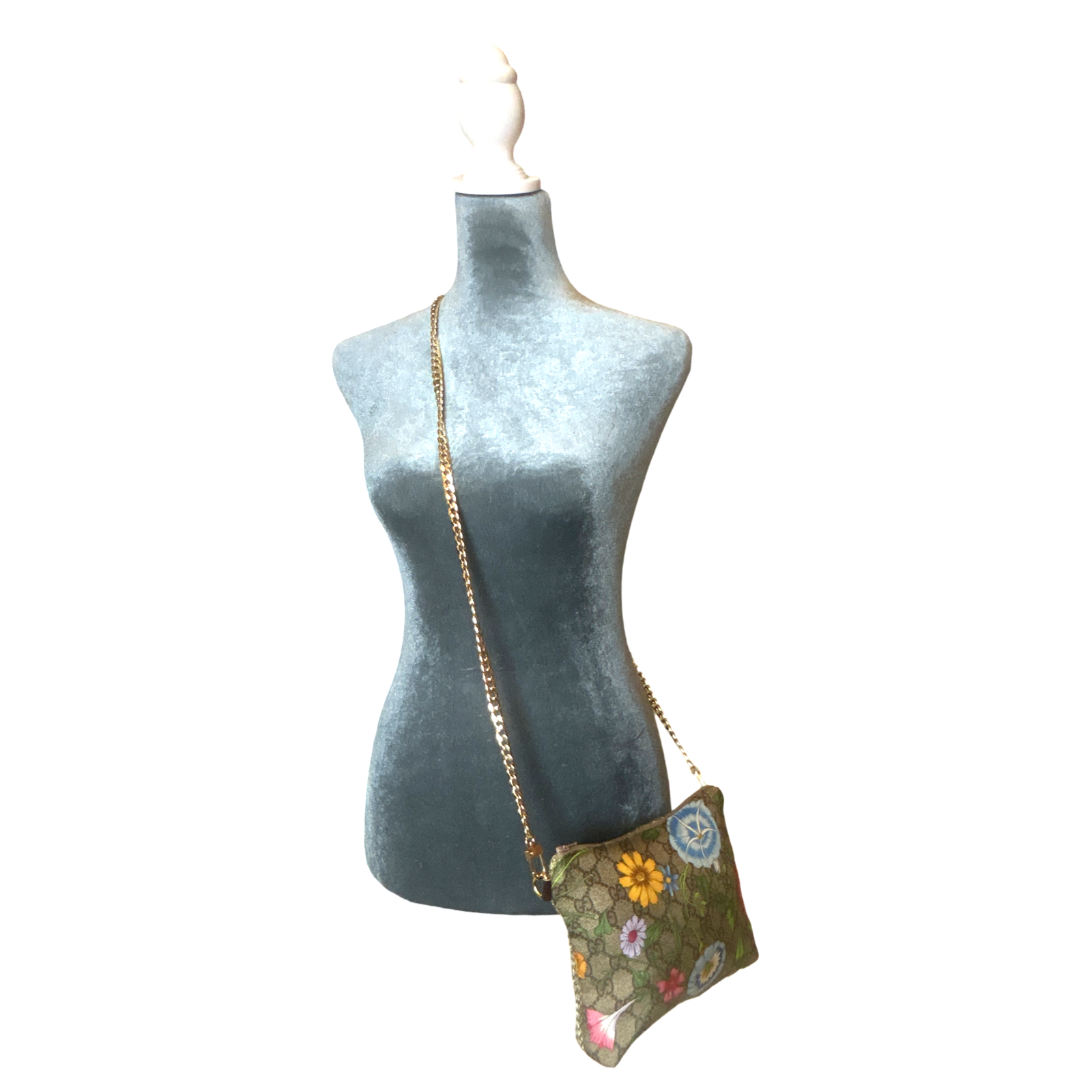 GG Logo Flora Vintage Silk Scarf Crossbody Bag