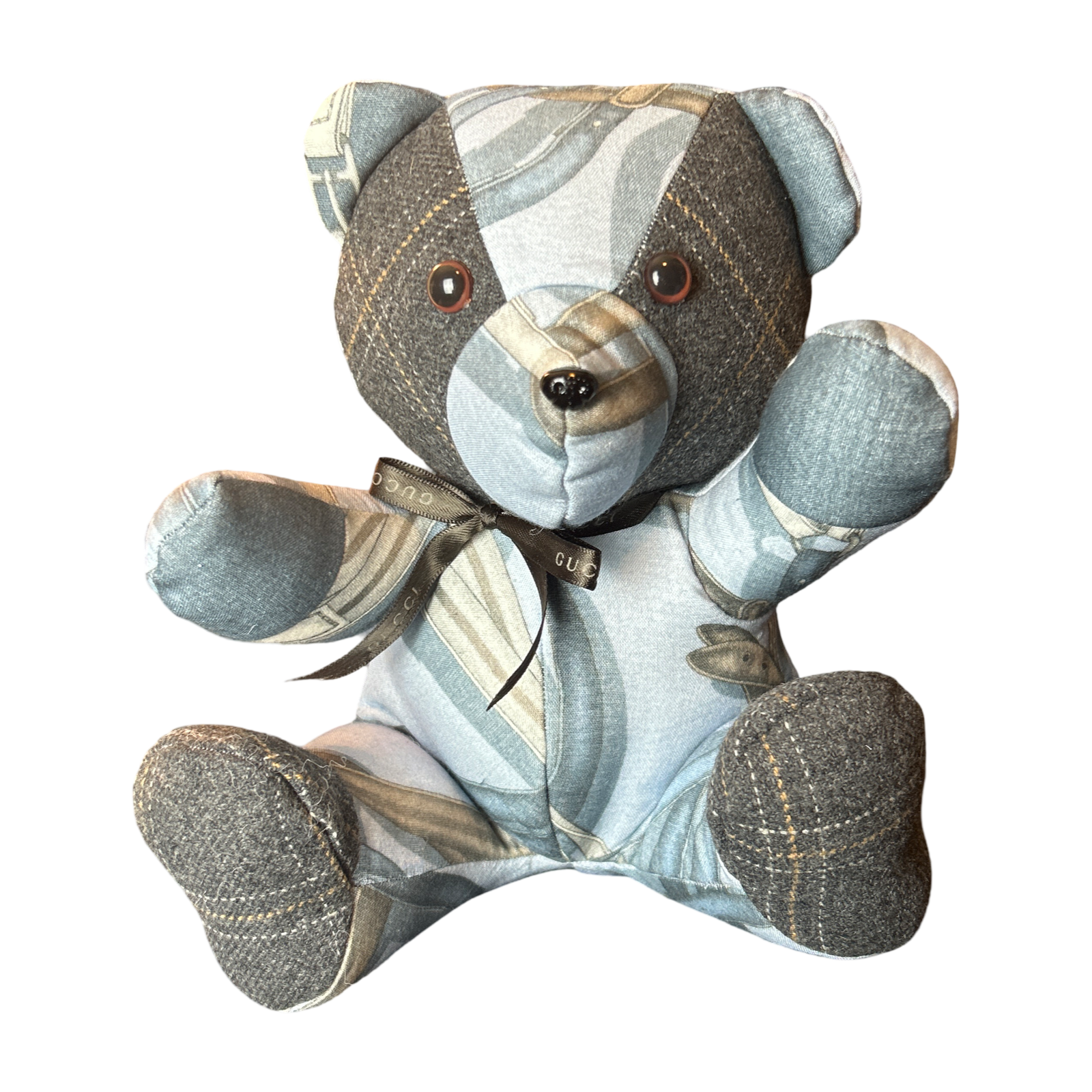 Equestrian Vintage Silk Scarf Patchwork Teddy Bear
