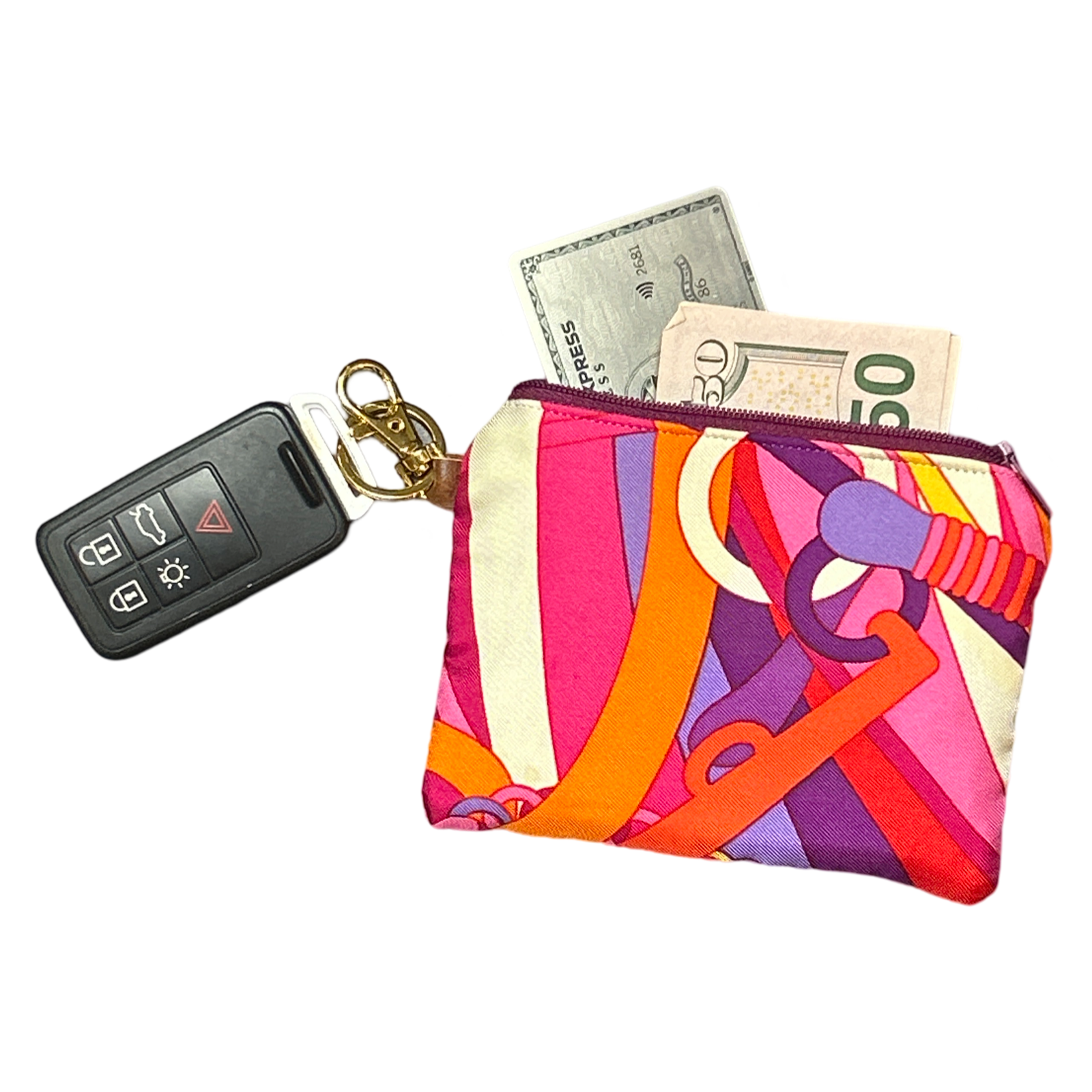 Pop Art Equestrian Vintage Scarf Coffee Run Keychain Bag