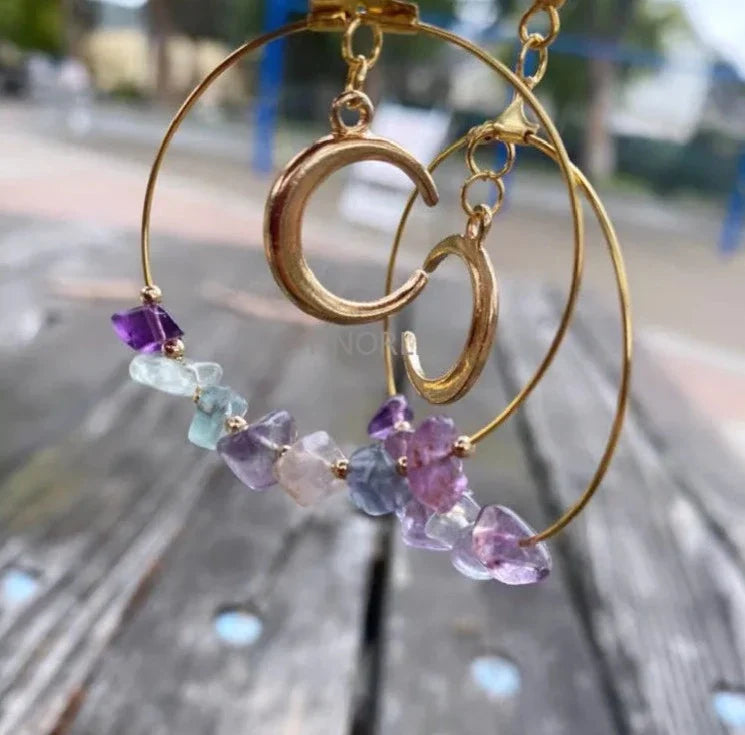 Crystal Crescent Moon Earrings