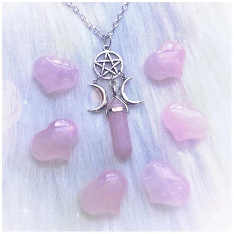 Pentacle Triple Moon Crystal Necklaces