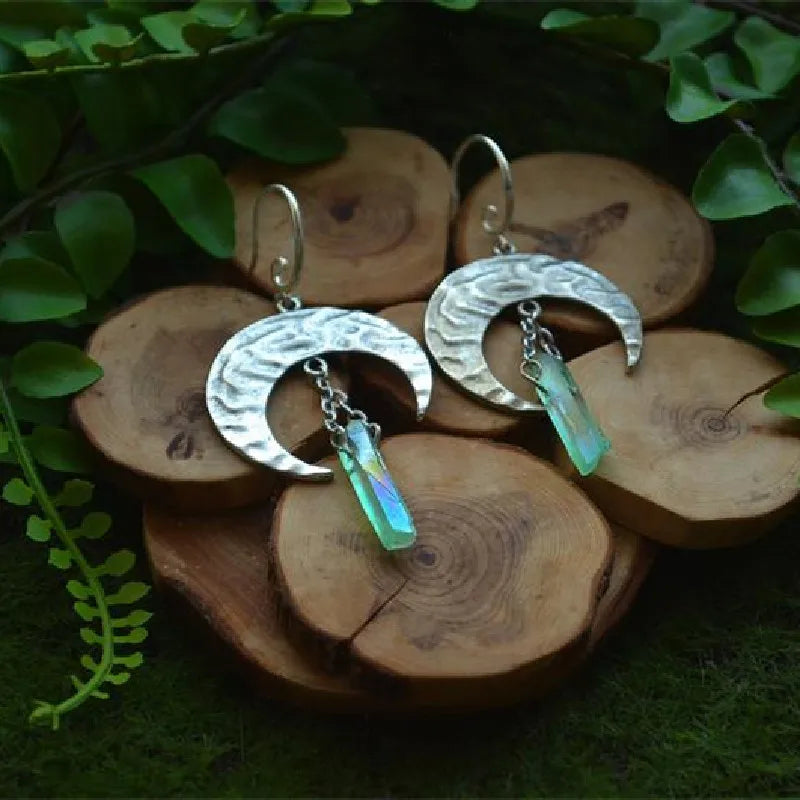 Crystal Crescent Moon Earrings