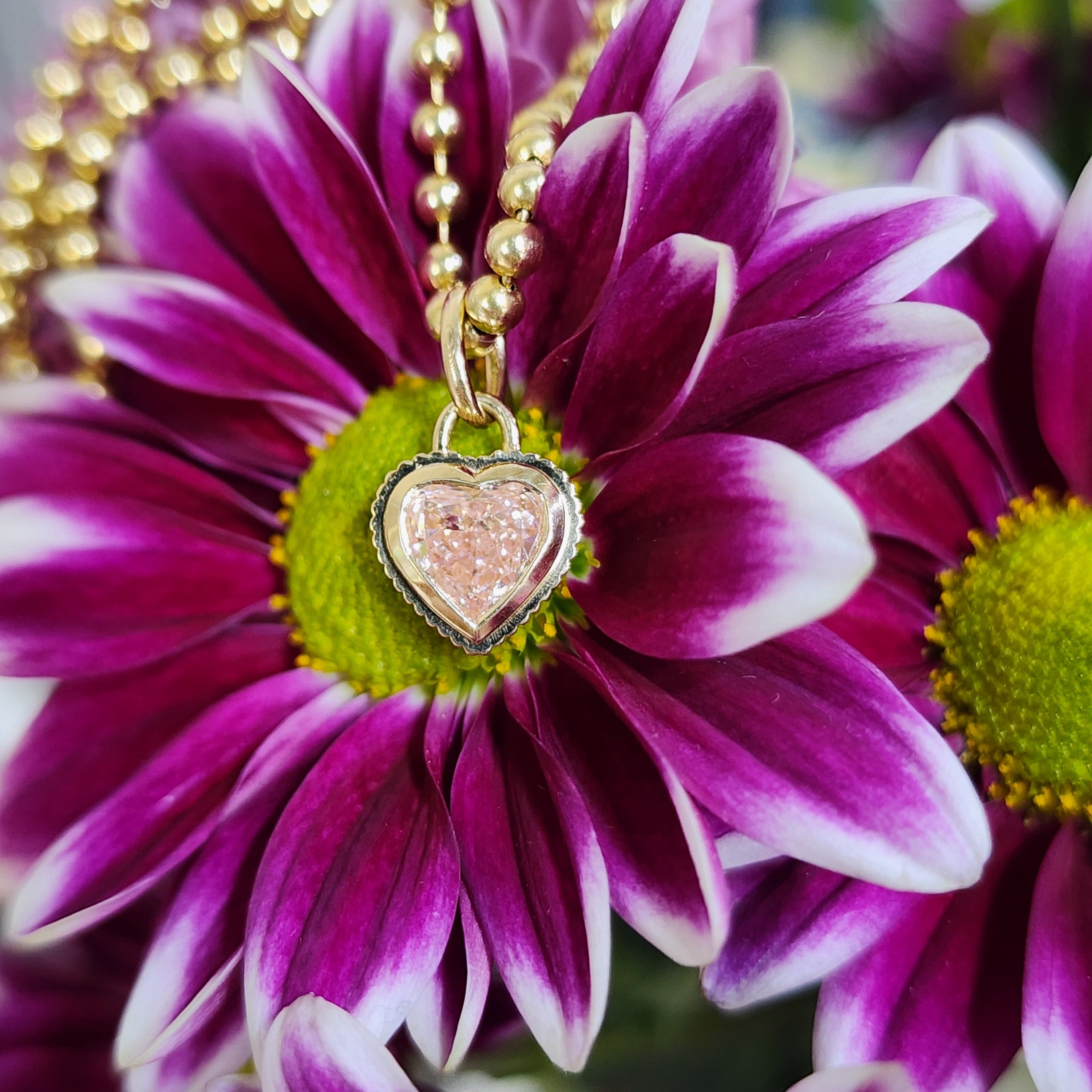 Pink Heart Diamond Charm