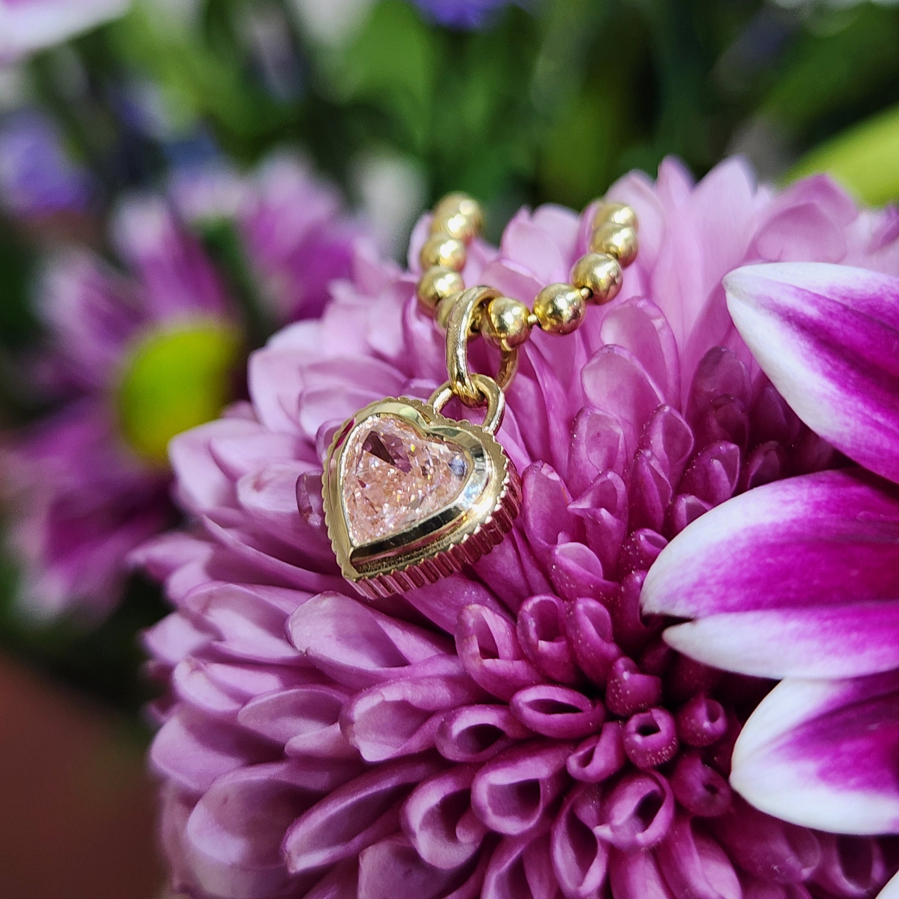 Pink Heart Diamond Charm