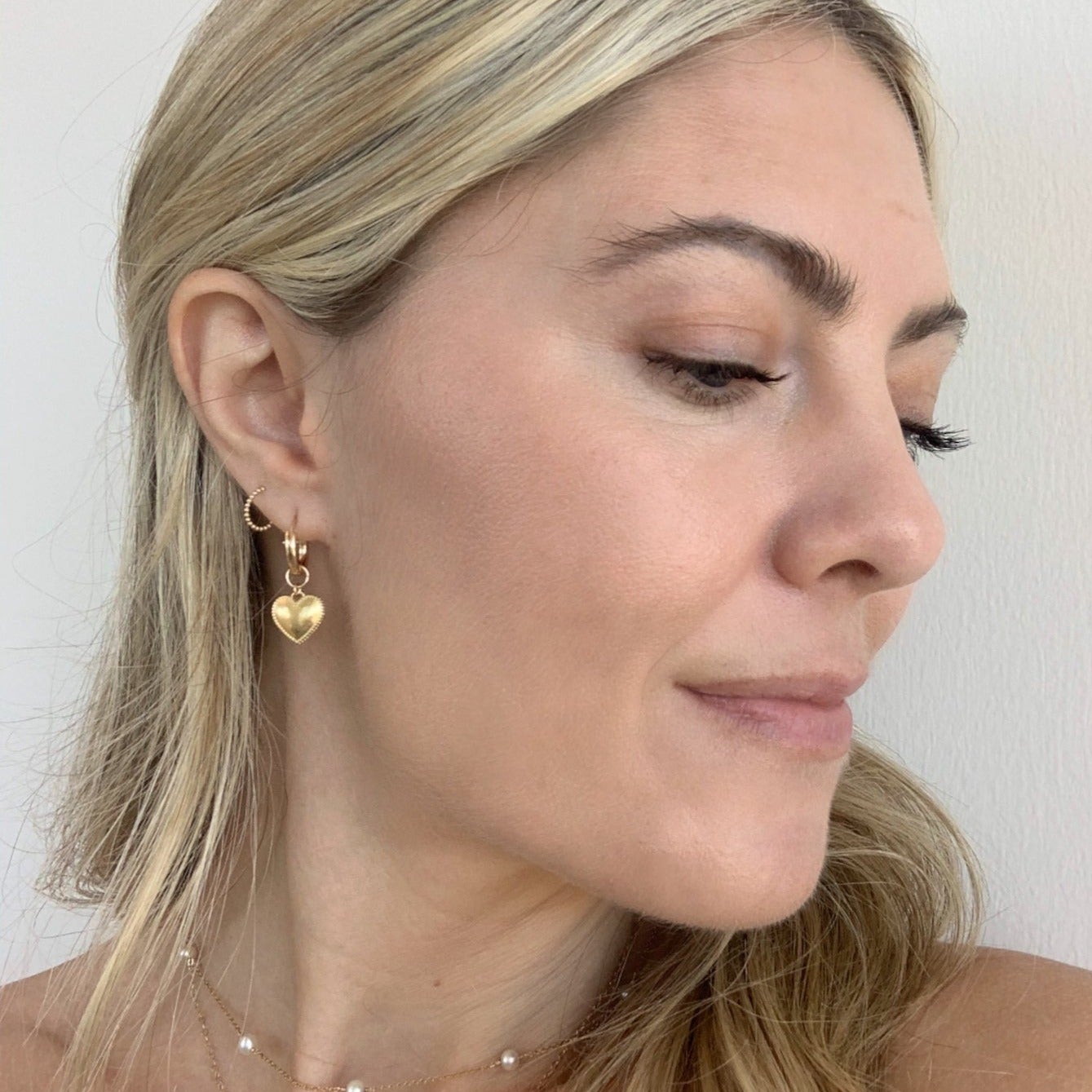 Beaded Heart Hoops