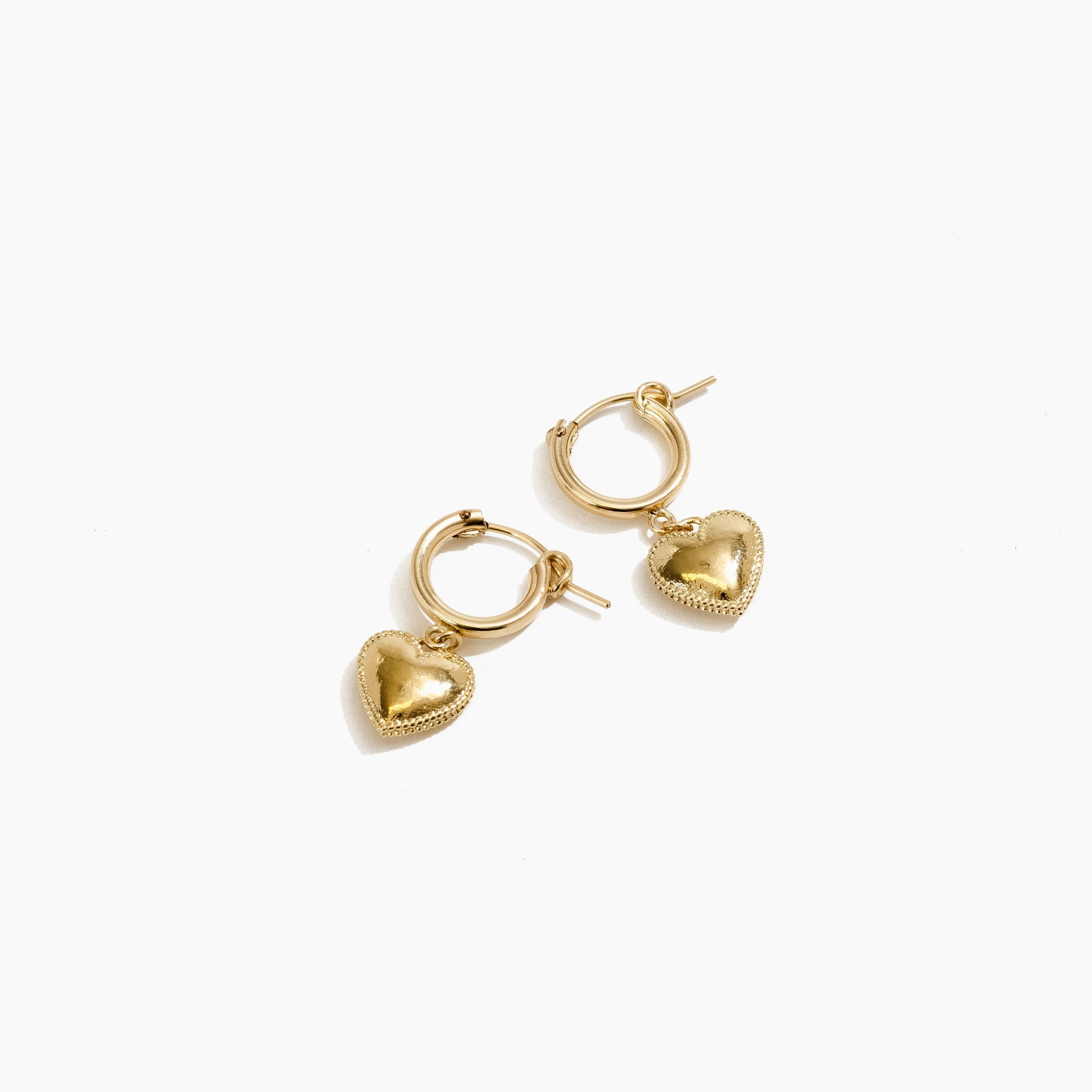 Beaded Heart Hoops