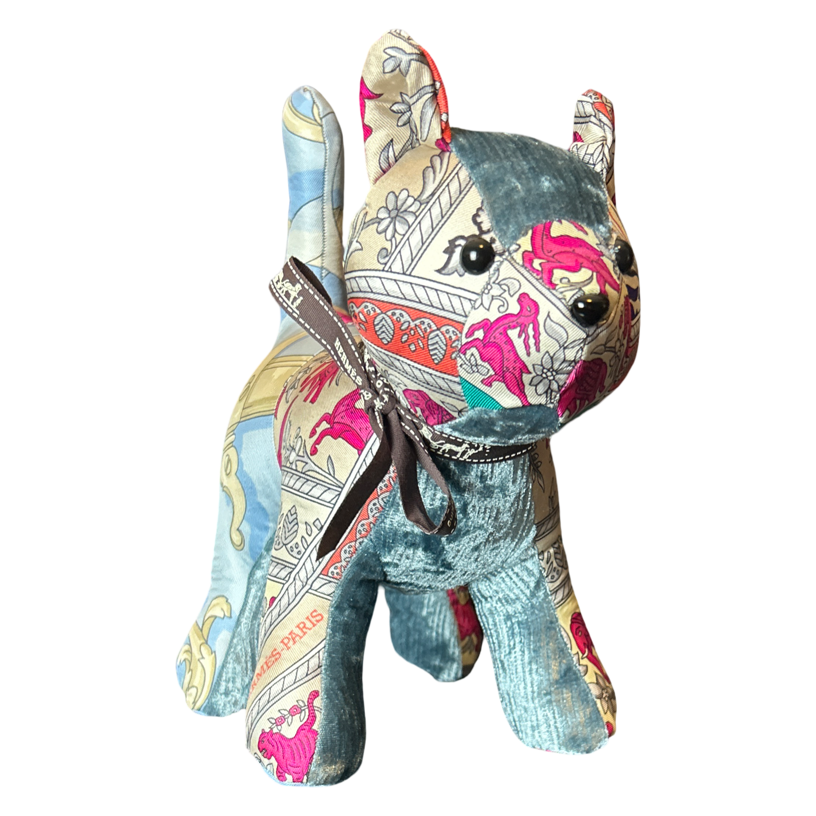 Chasse en Inde Vintage Silk Scarf Patchwork Kitten