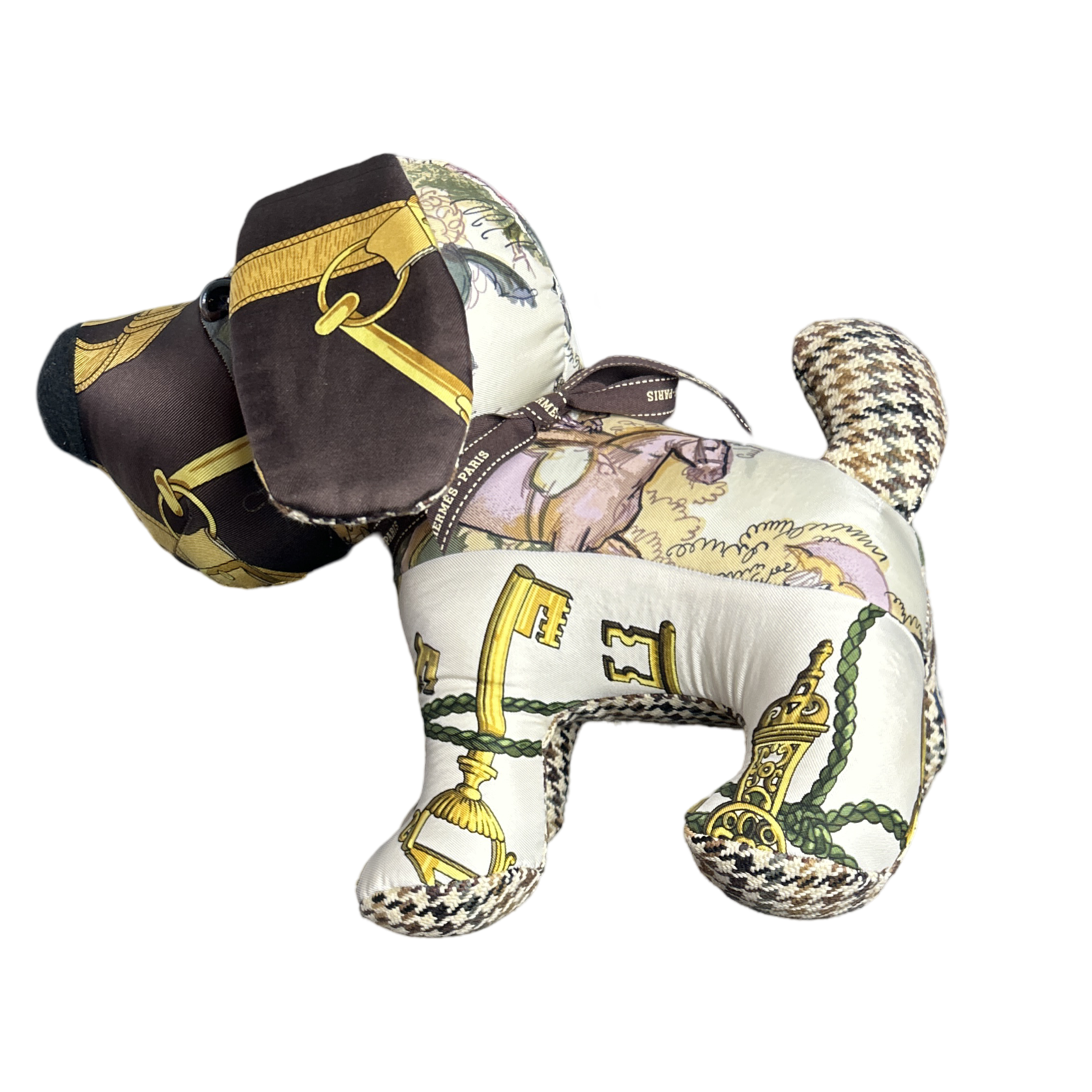 Eperon d'Or Vintage Silk Scarf Patchwork Puppy