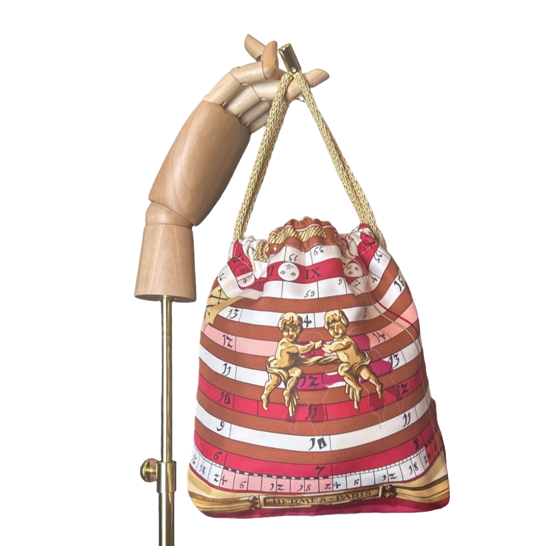Astrologie Dies et Hore Vintage Scarf Drawstring Crossbody Bag