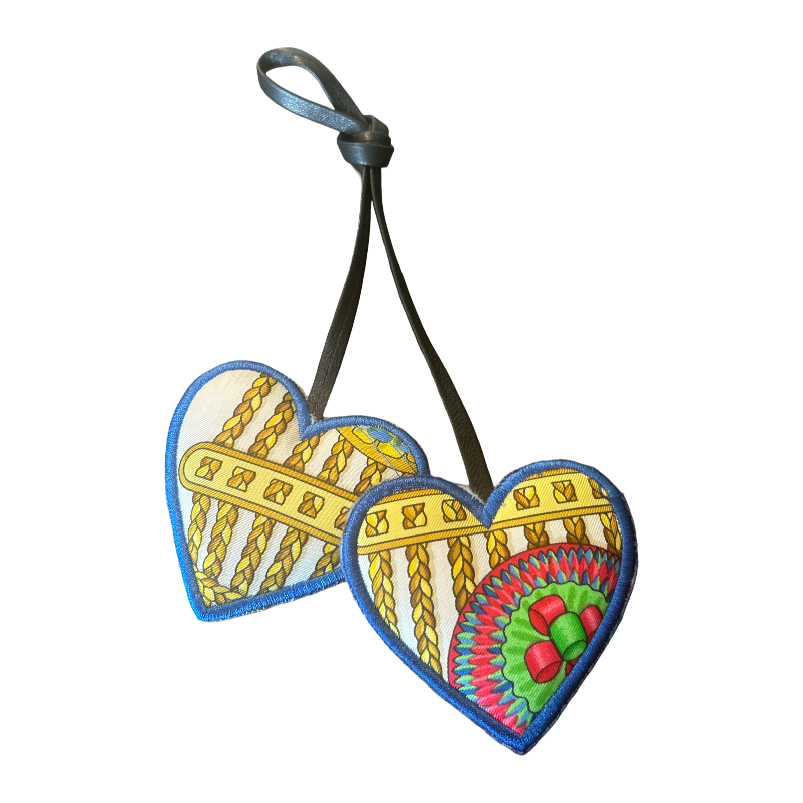 Rubans du Cheval Fuchsia Scarf Double Heart Bag Charm