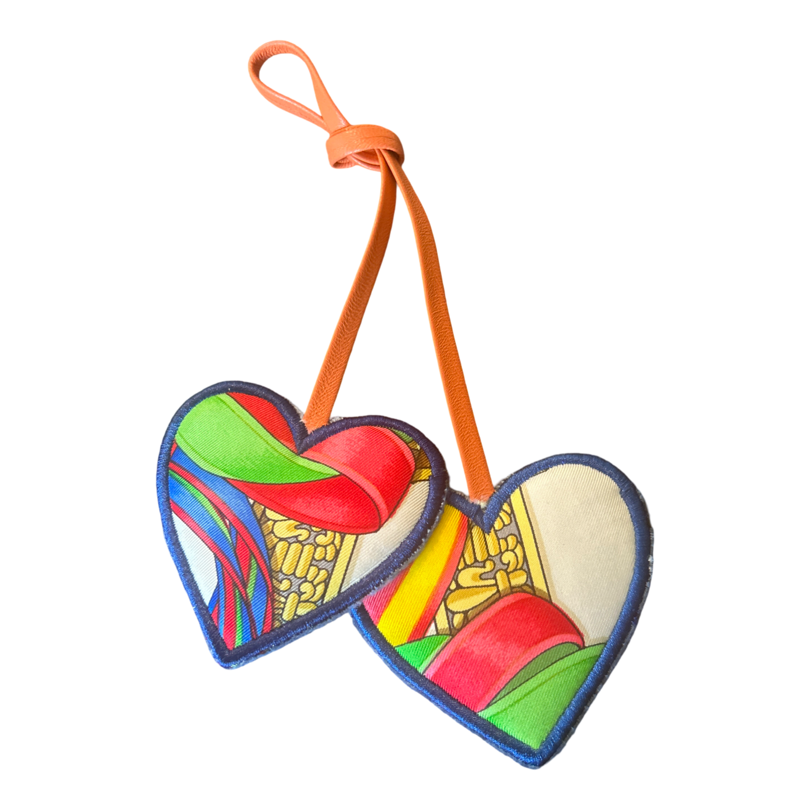 Rubans du Cheval Fuchsia Scarf Double Heart Bag Charm