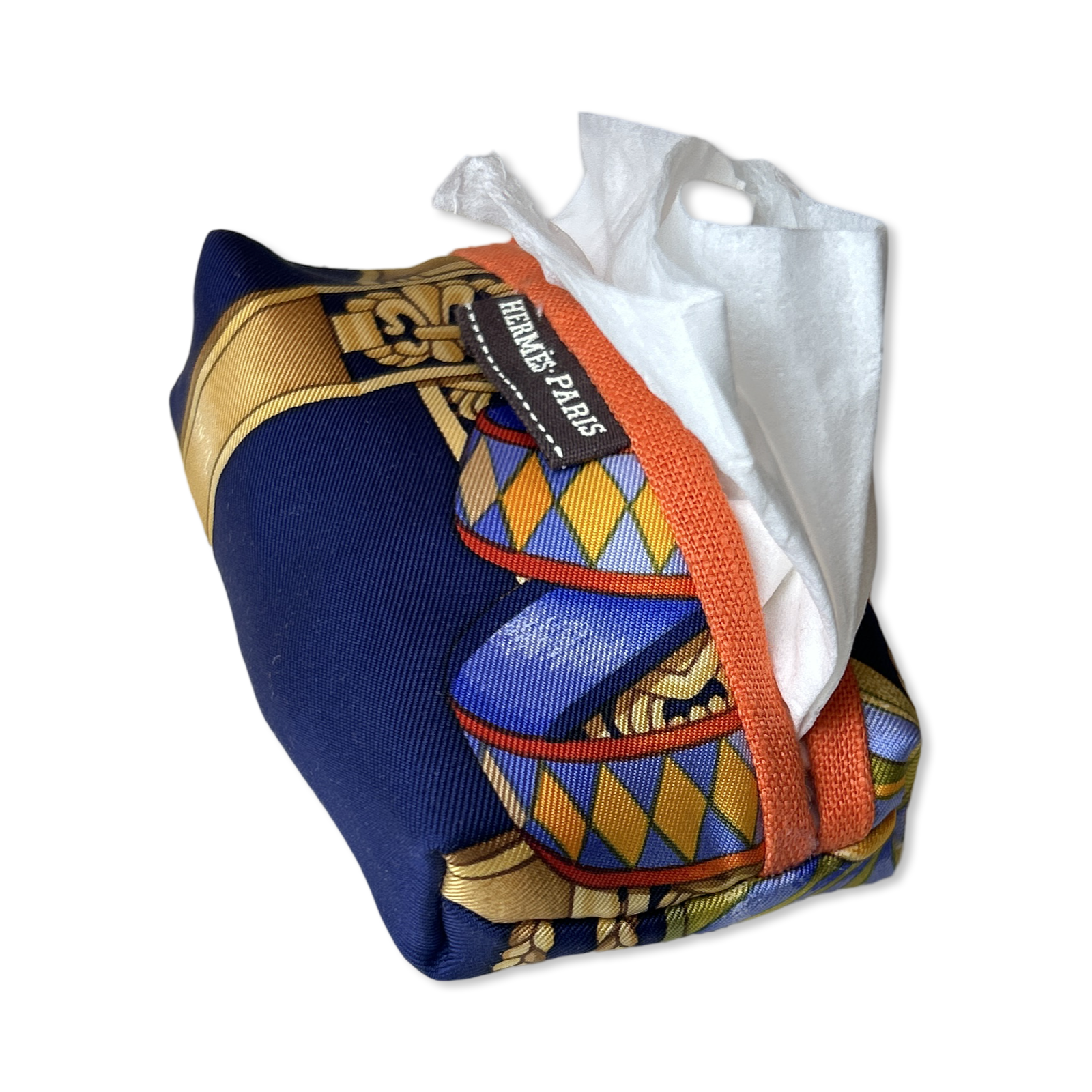 Rubans du Cheval Navy Vintage Scarf Travel Tissue Pouch