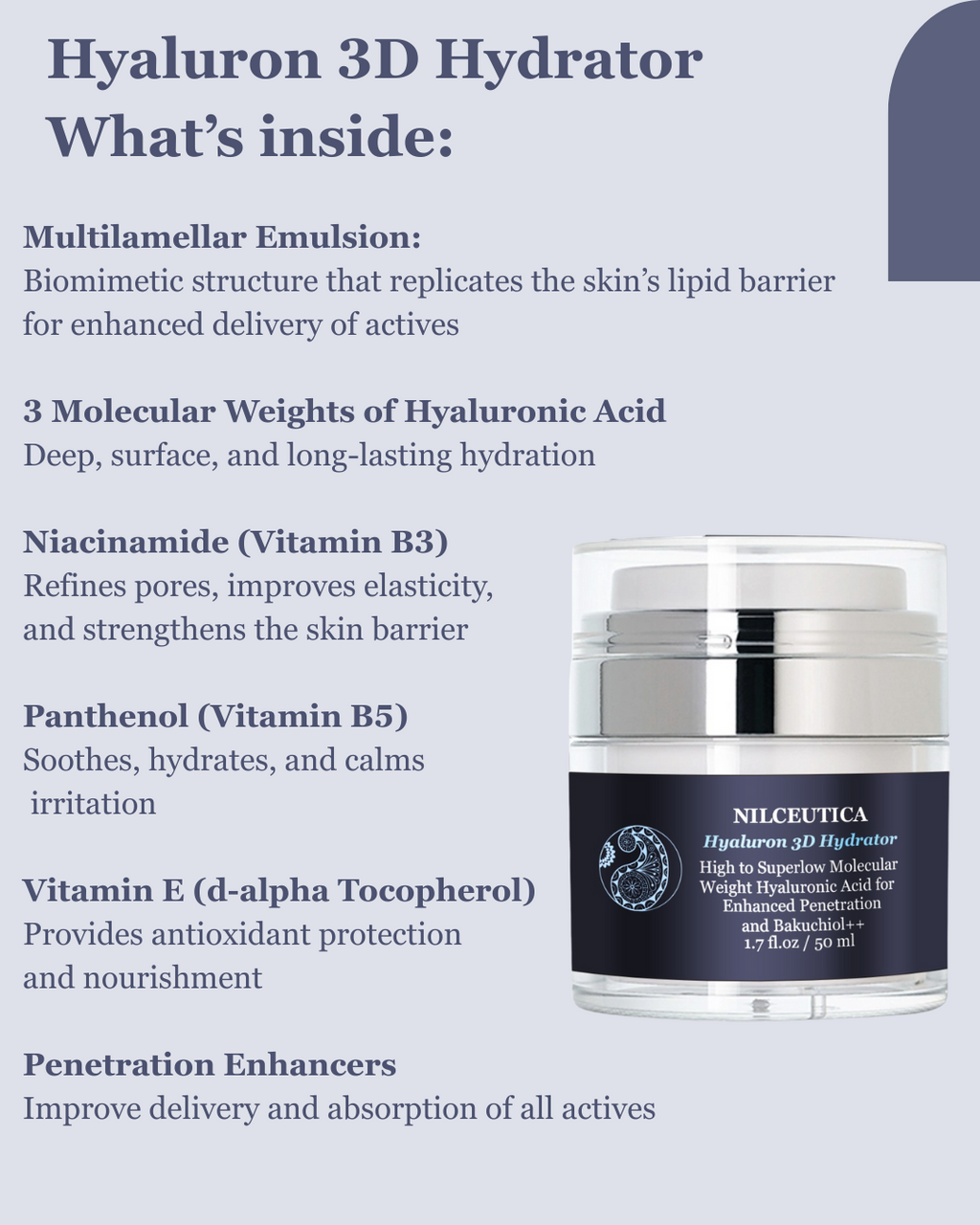 Hyaluron 3D Hydrator Multi Lamellar Emulsion The Advanced Response Face and Neck Cream-Serum with Matrixyl 3000 and Argireline Amplified