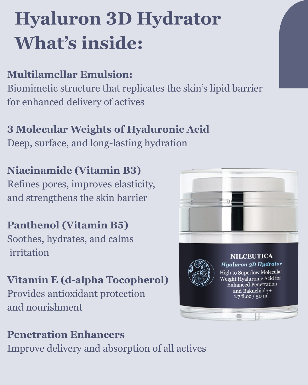 Hyaluron 3D Hydrator Multi Lamellar Emulsion The Advanced Response Face and Neck Cream-Serum with Matrixyl 3000 and Argireline Amplified