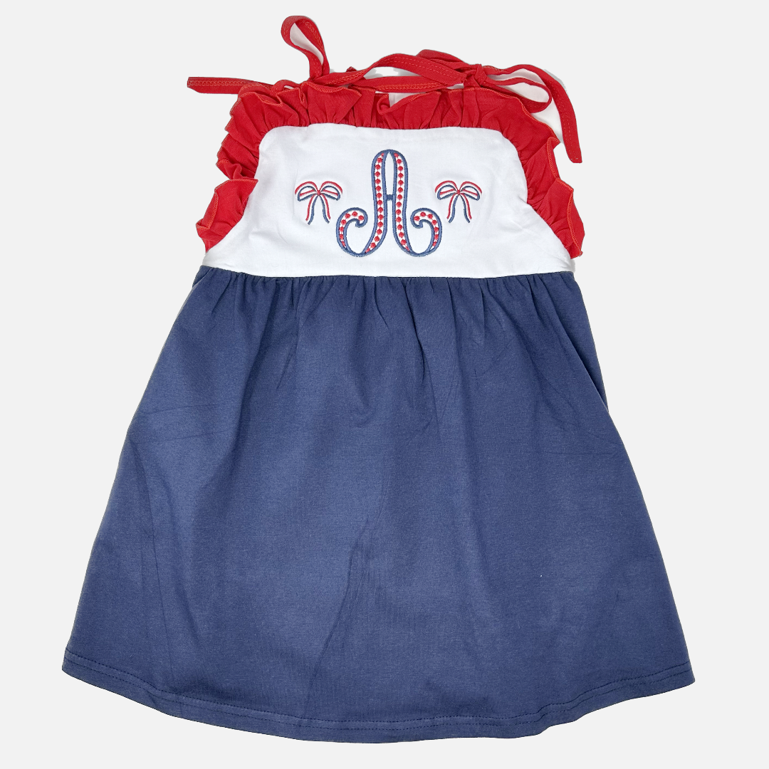 Red, White and Blue Tie Strap Dress