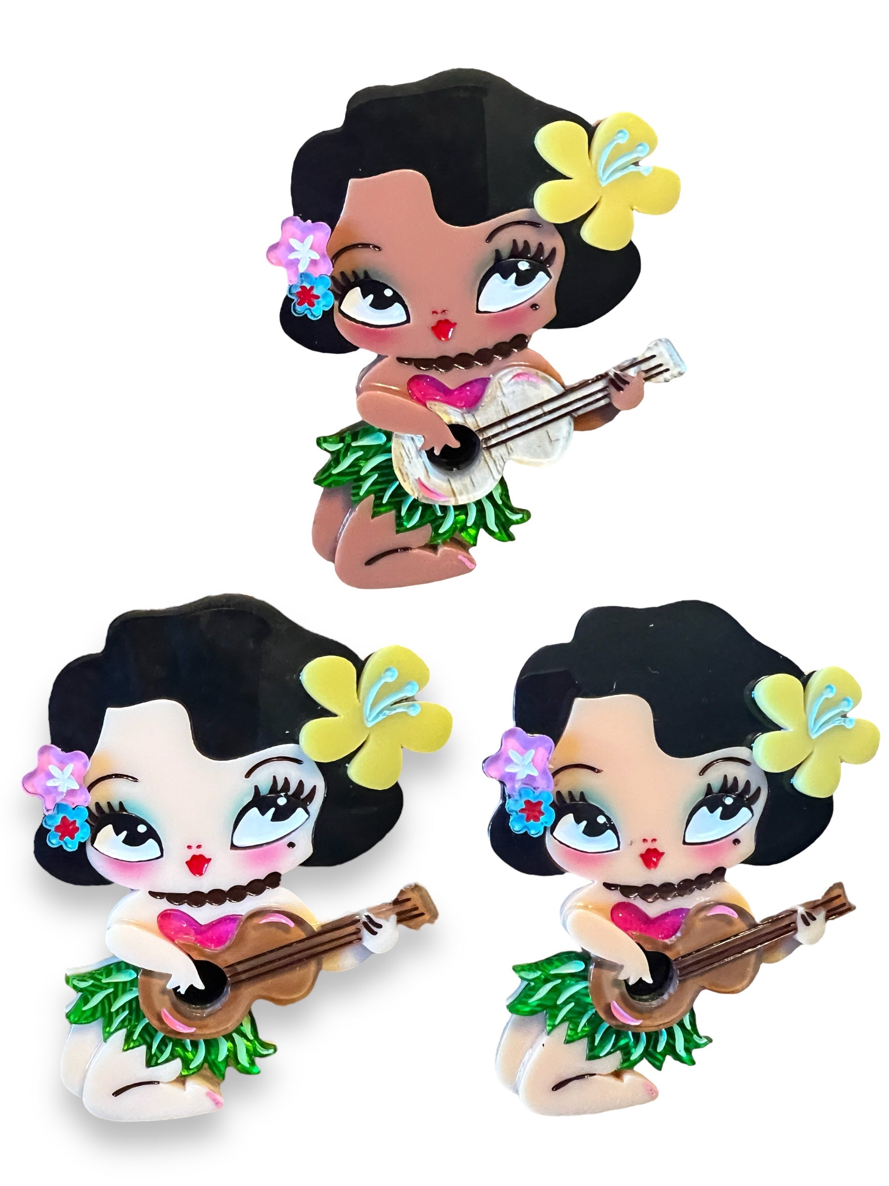 Hula Lula Tiki Girl Brooch by Miss Fluff x Lipstick & Chrome